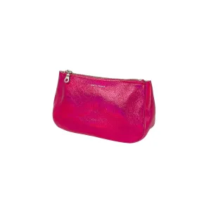 small fatty leather pouch - fuchsia