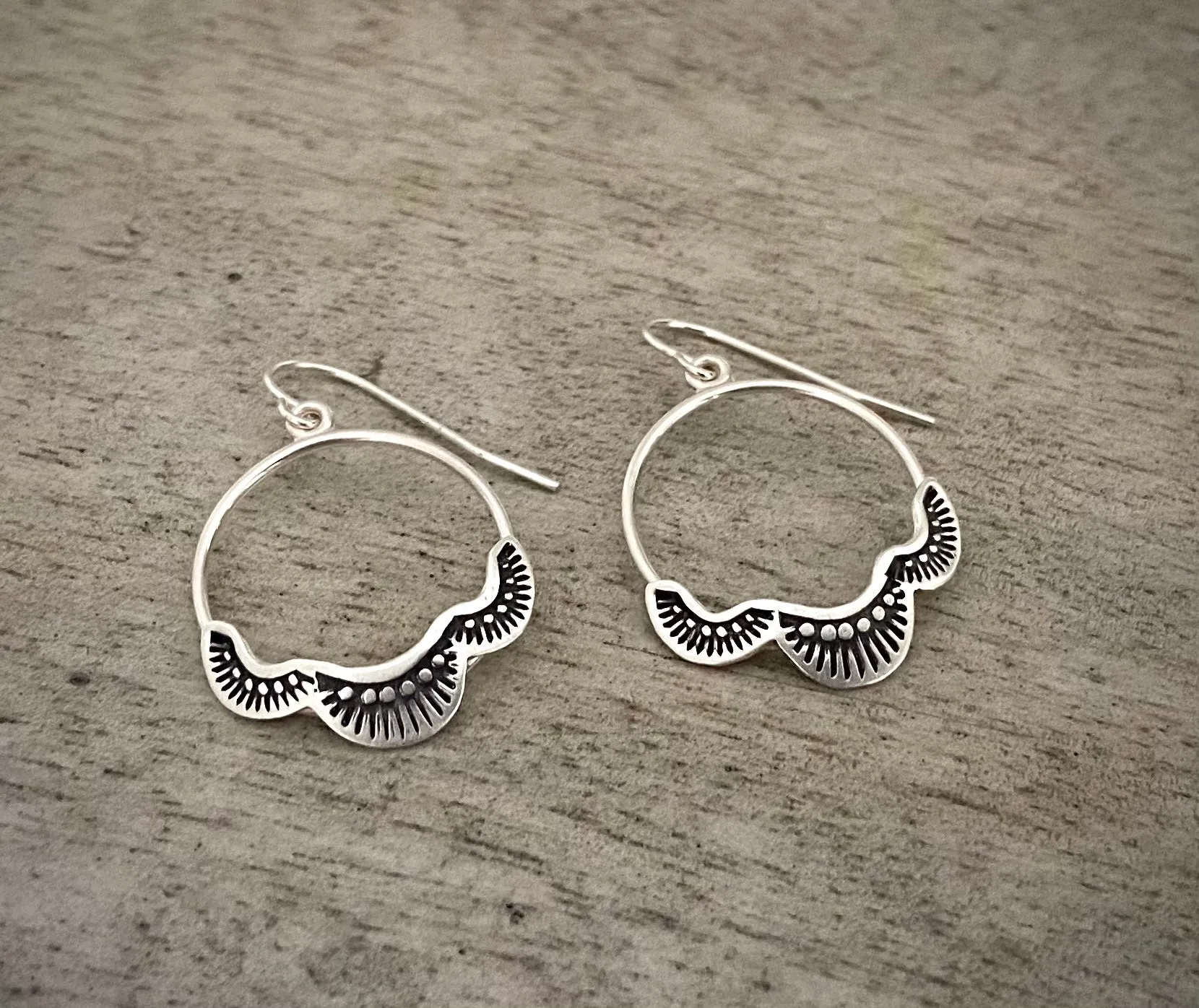 Small Hand Stamped Hoops