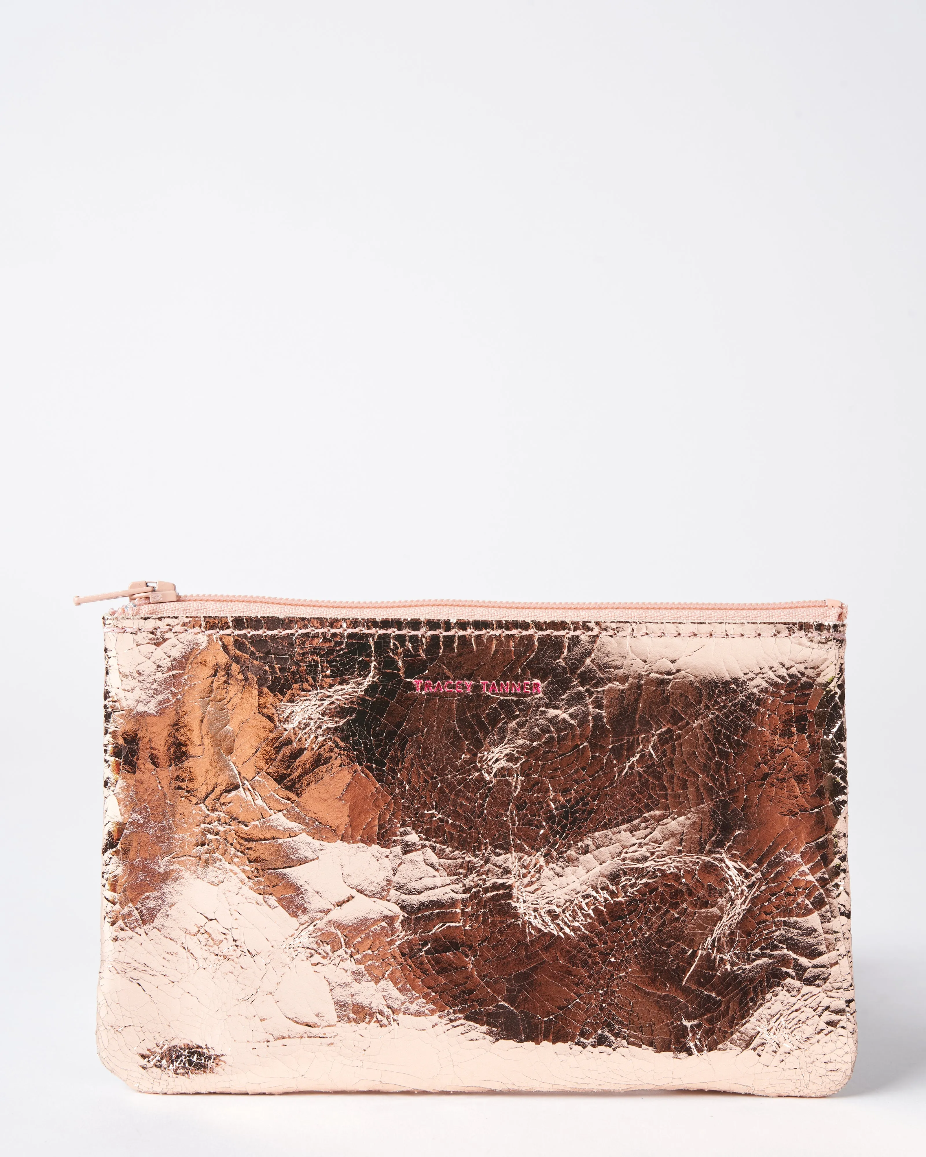 small zip pouch - foil rose gold