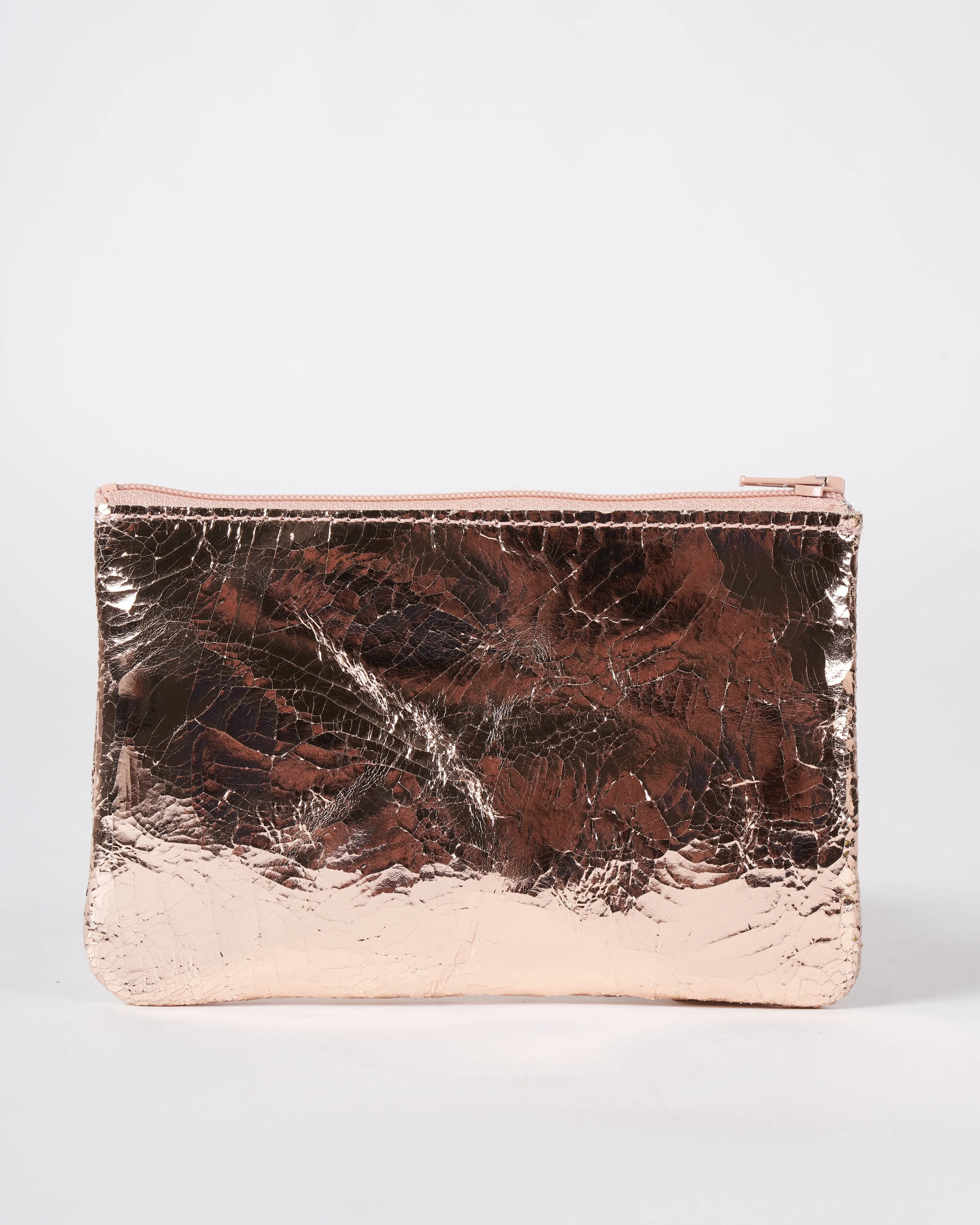 small zip pouch - foil rose gold