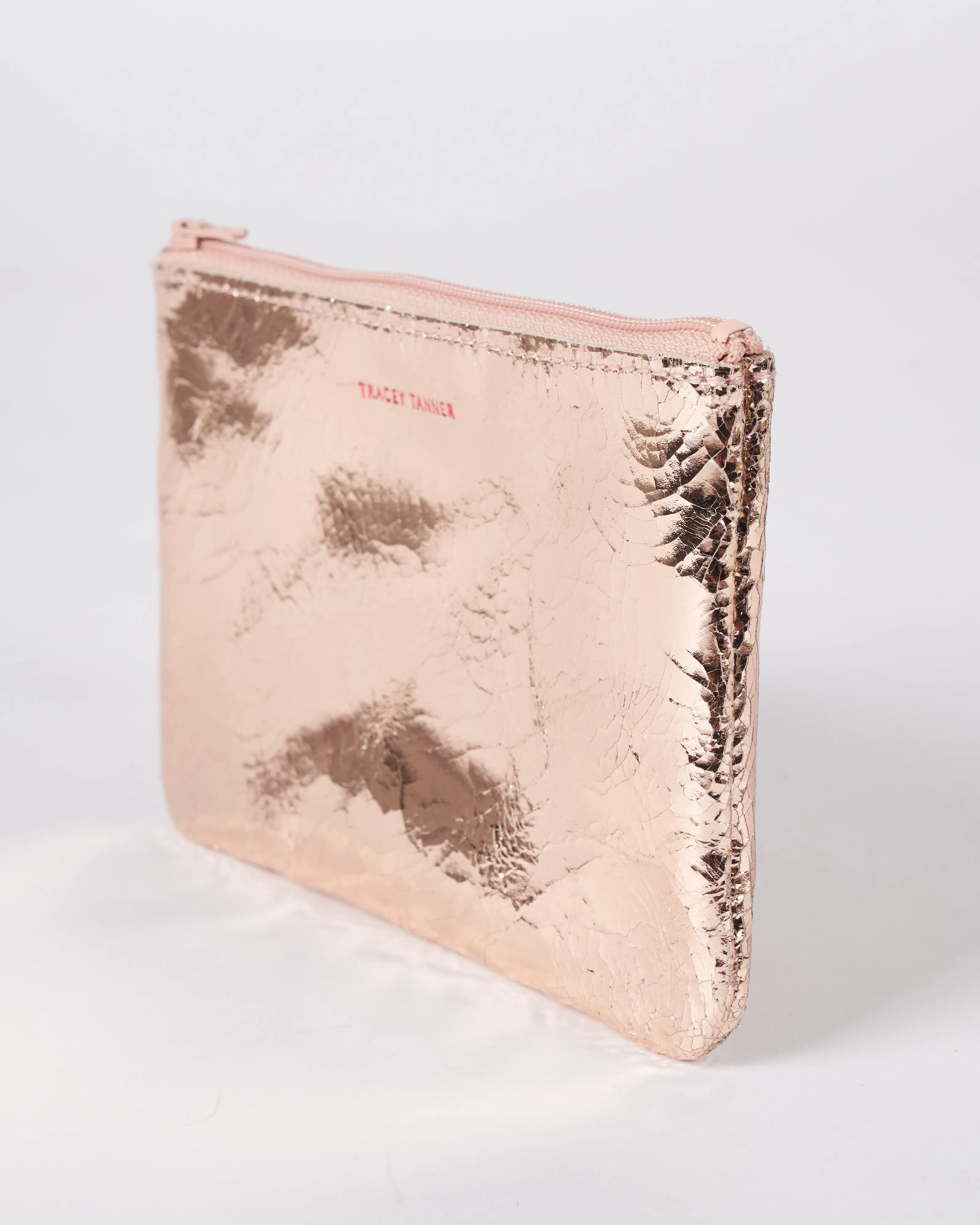 small zip pouch - foil rose gold