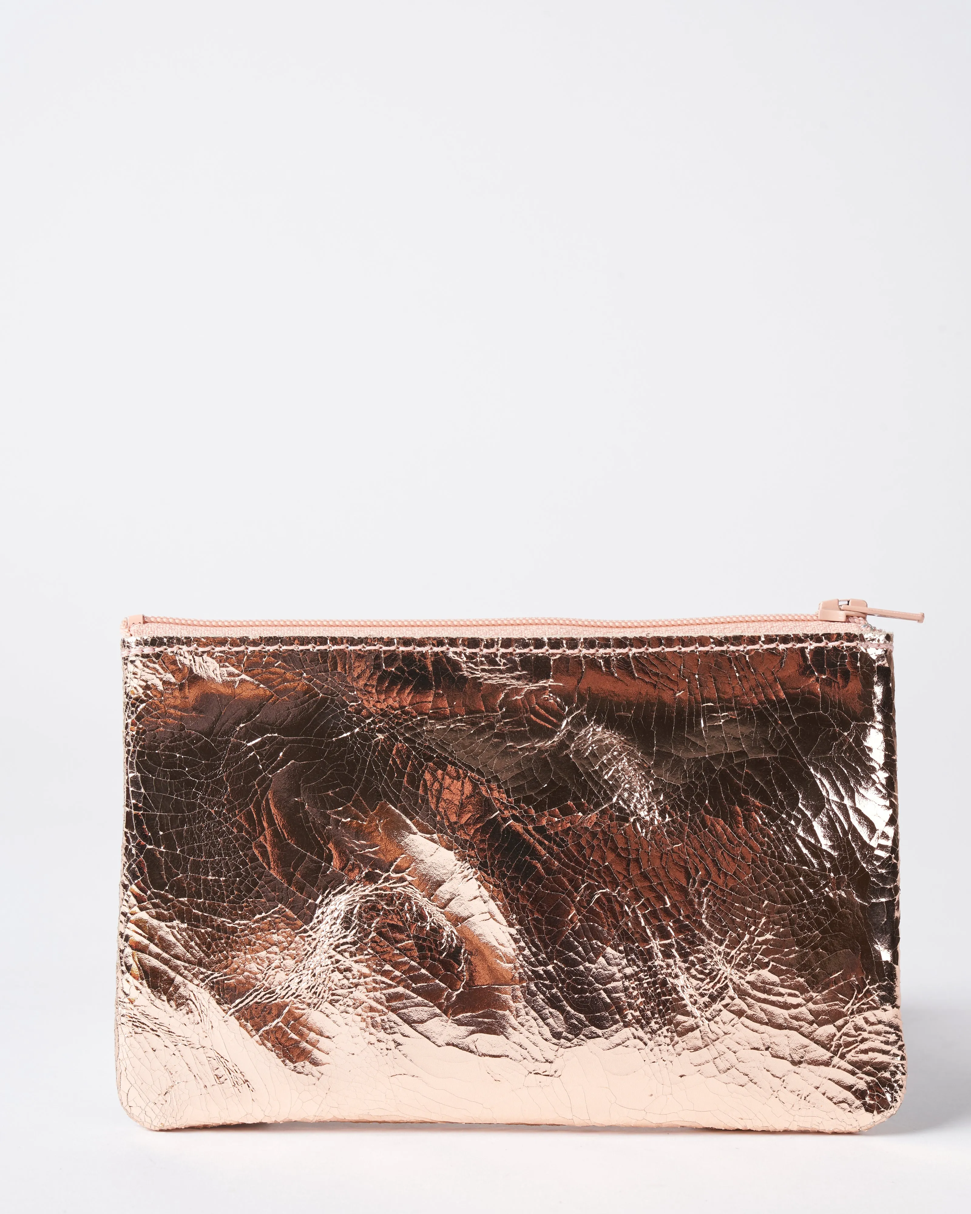 small zip pouch - foil rose gold