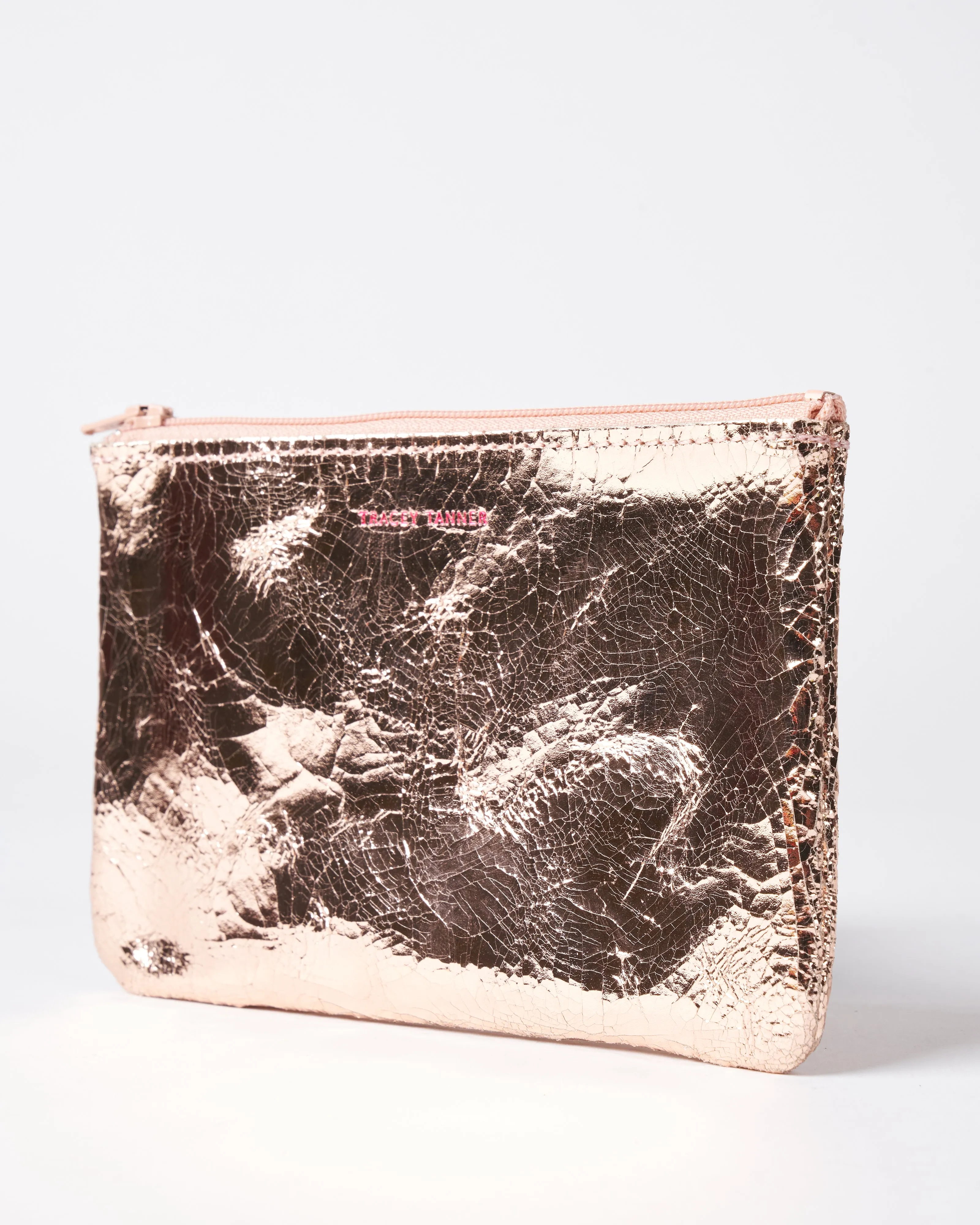small zip pouch - foil rose gold
