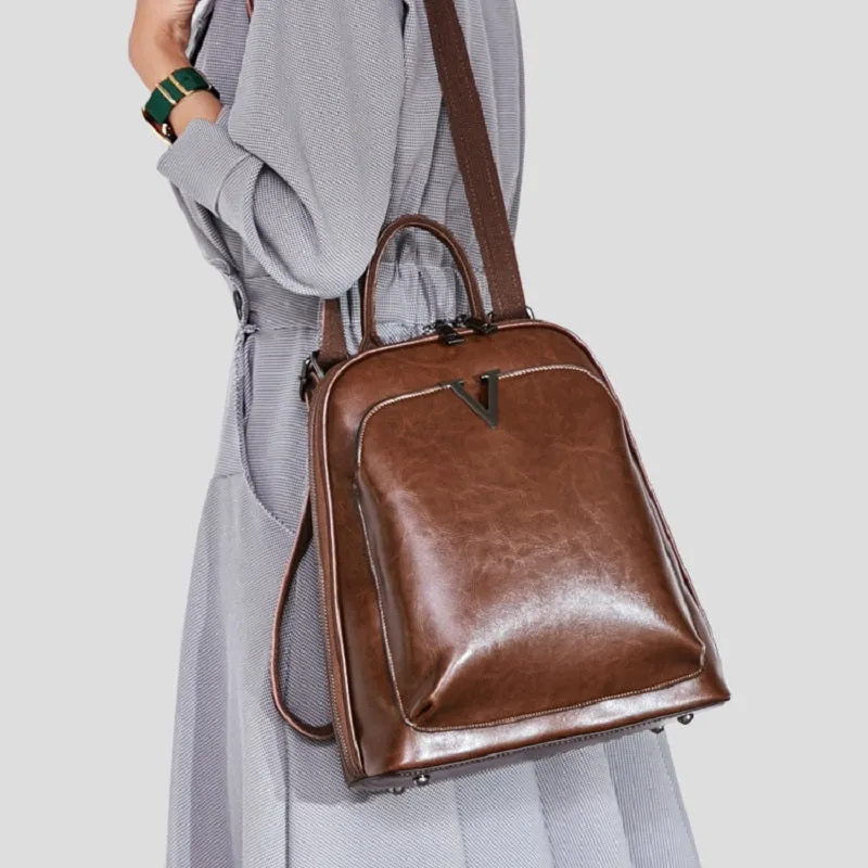 Solid Color Retro Backpack
