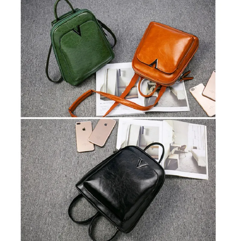 Solid Color Retro Backpack