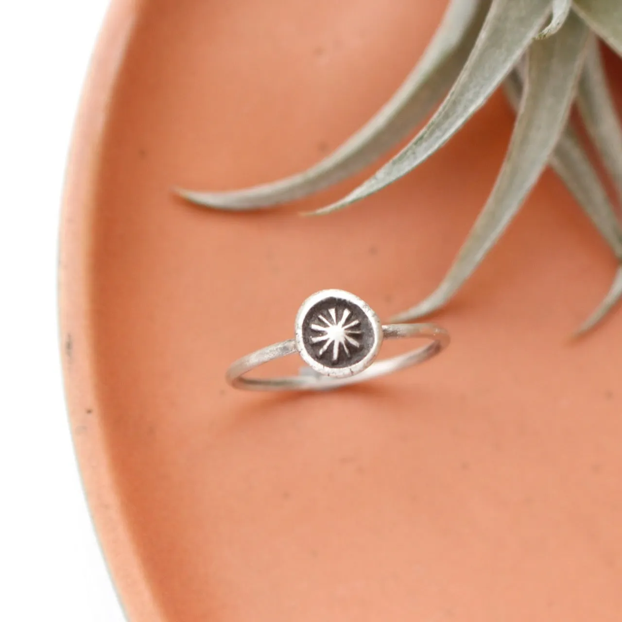 Southwest Sunburst Stacking Silver Ring