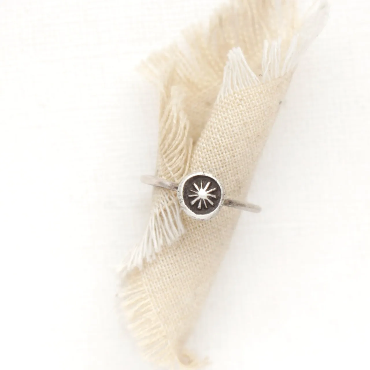 Southwest Sunburst Stacking Silver Ring