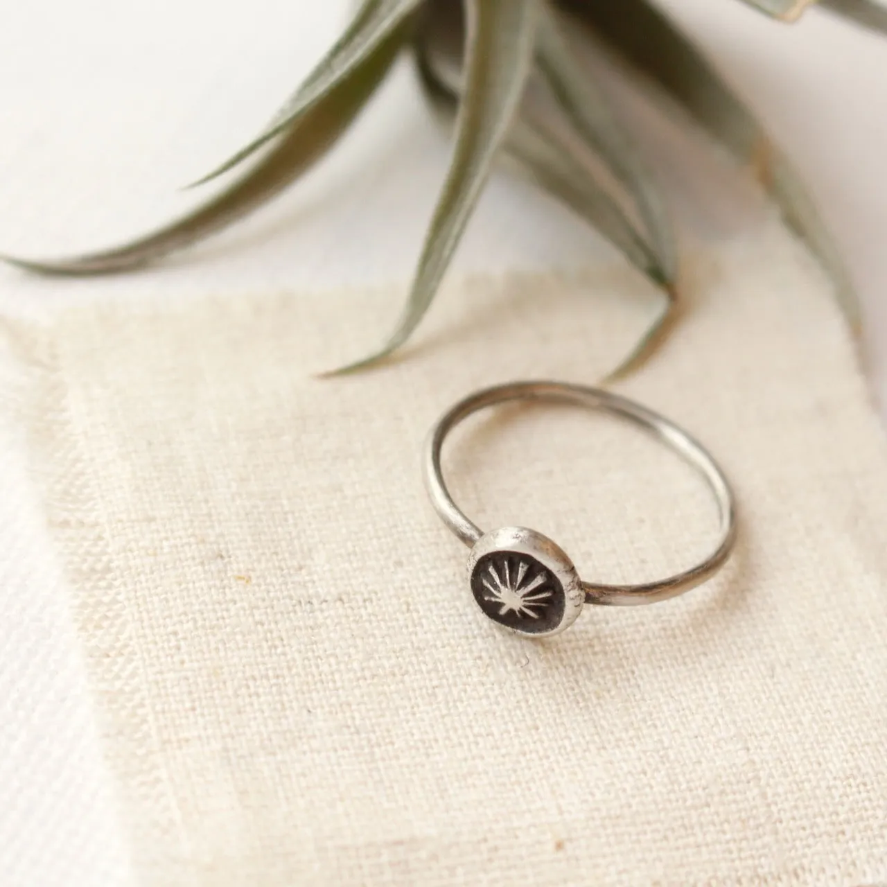 Southwest Sunburst Stacking Silver Ring