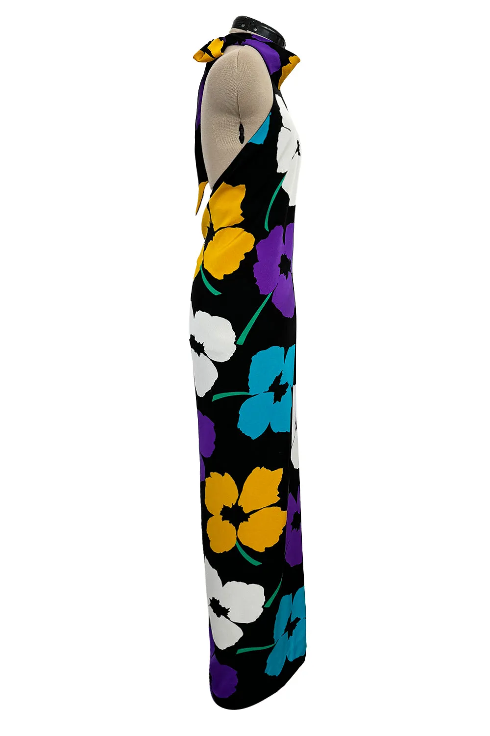 Spring 1984 James Galanos Runway Documented Floral Dress w Low Back