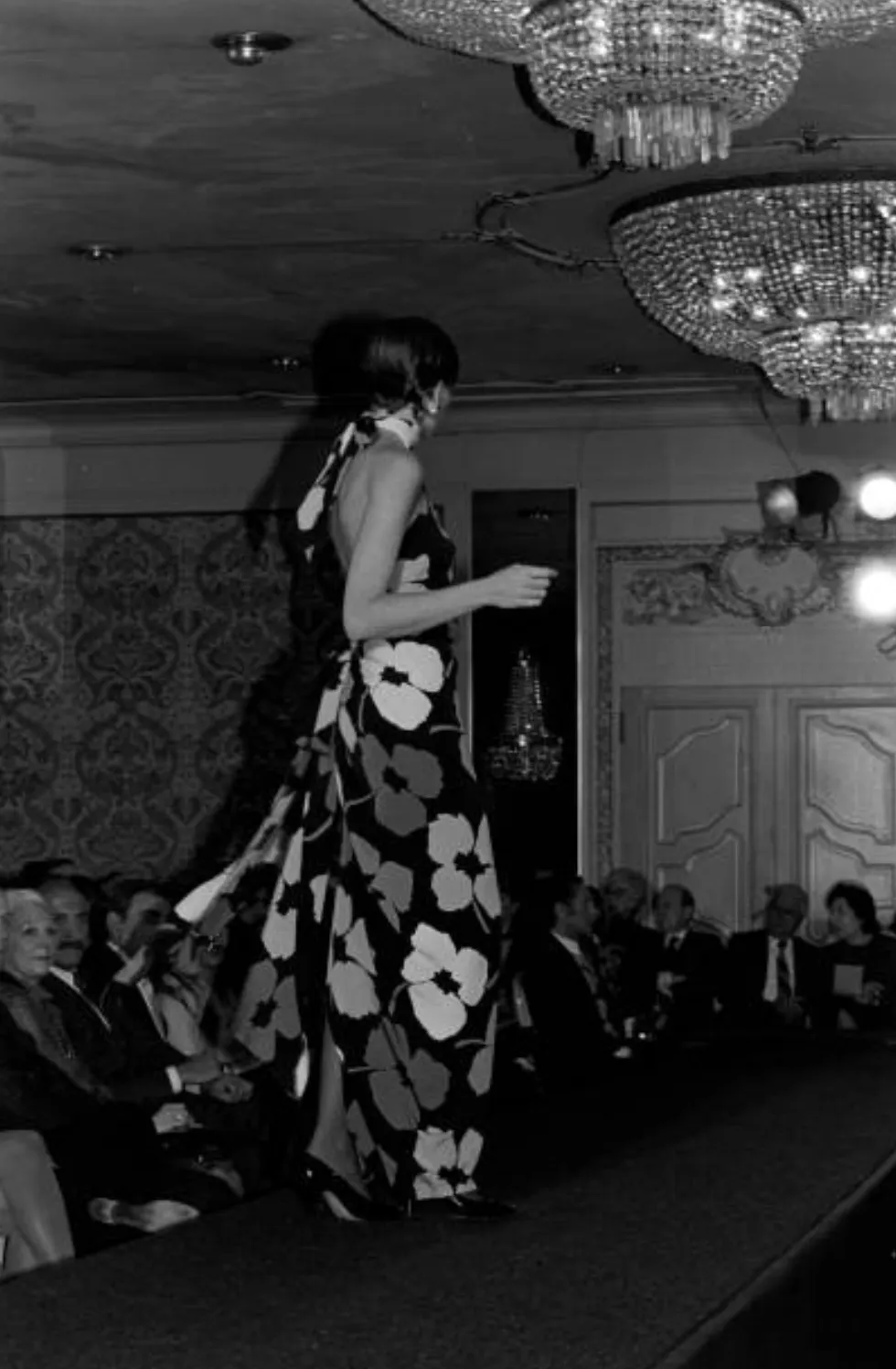 Spring 1984 James Galanos Runway Documented Floral Dress w Low Back