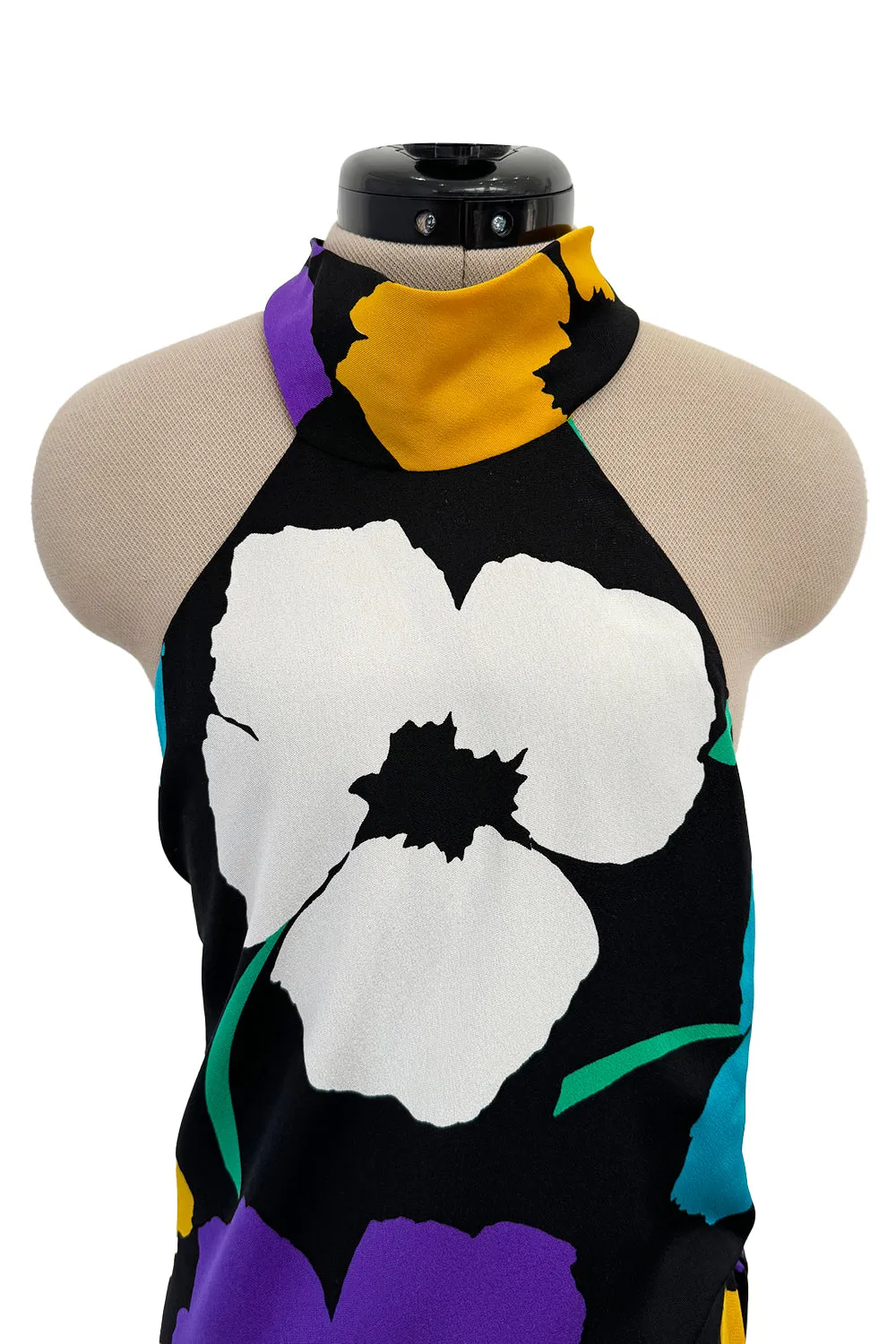 Spring 1984 James Galanos Runway Documented Floral Dress w Low Back