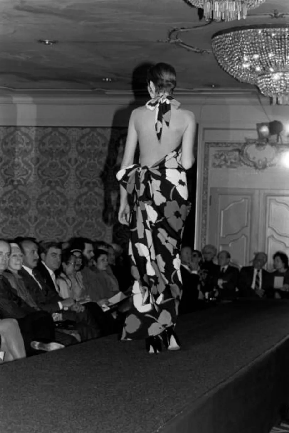 Spring 1984 James Galanos Runway Documented Floral Dress w Low Back