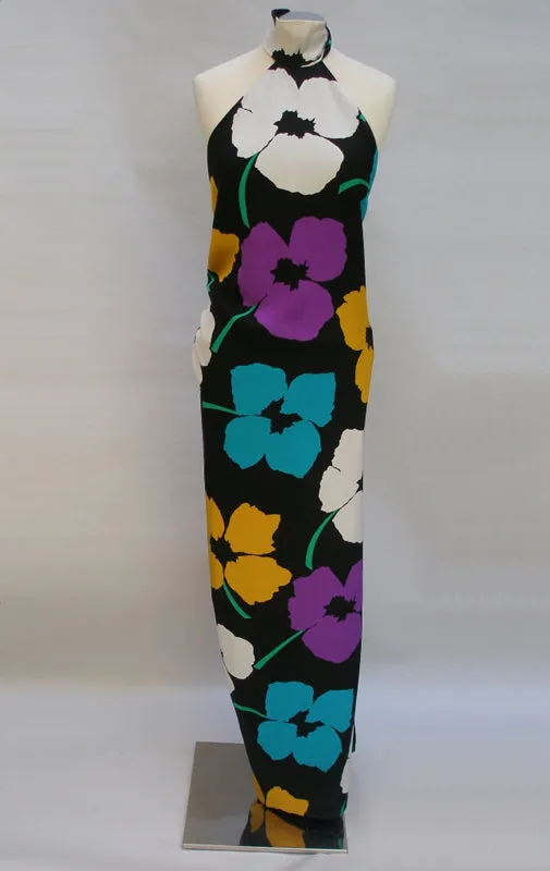 Spring 1984 James Galanos Runway Documented Floral Dress w Low Back