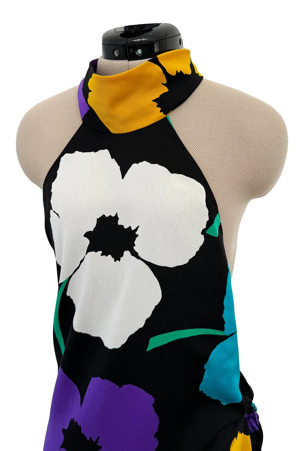 Spring 1984 James Galanos Runway Documented Floral Dress w Low Back