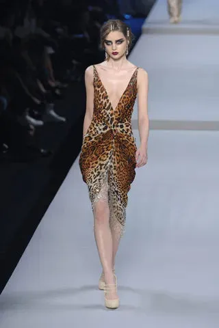 Spring 2008 Christian Dior by John Galliano Leopard Silk Chiffon Dress