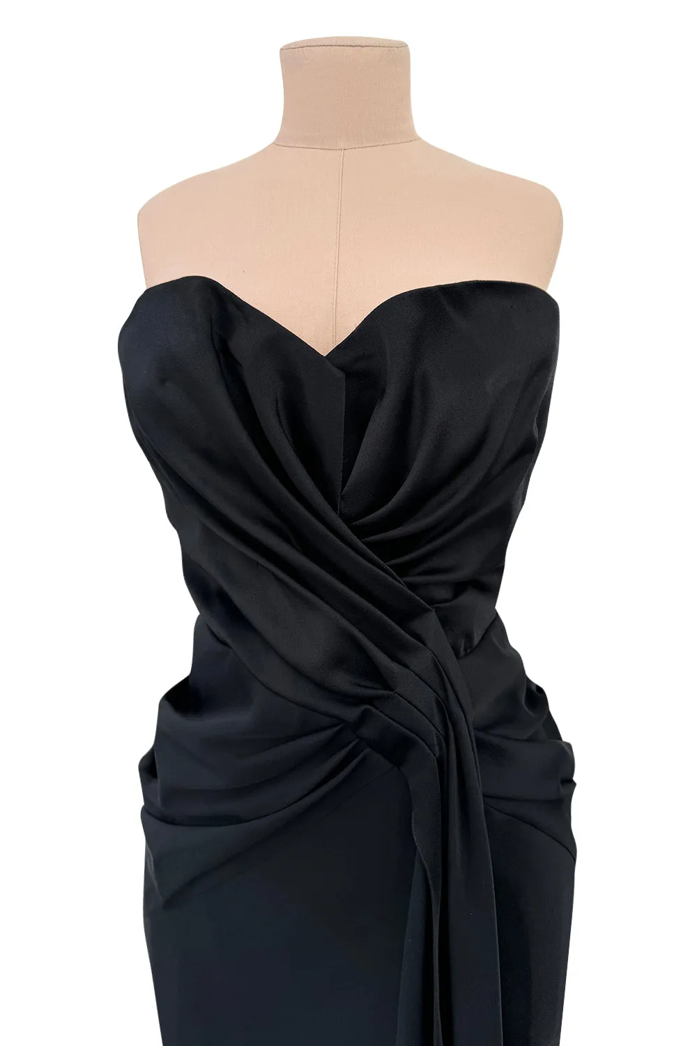 Spring 2008 Christian Dior by John Galliano Runway Look 53 Black Silk Strapless Dress