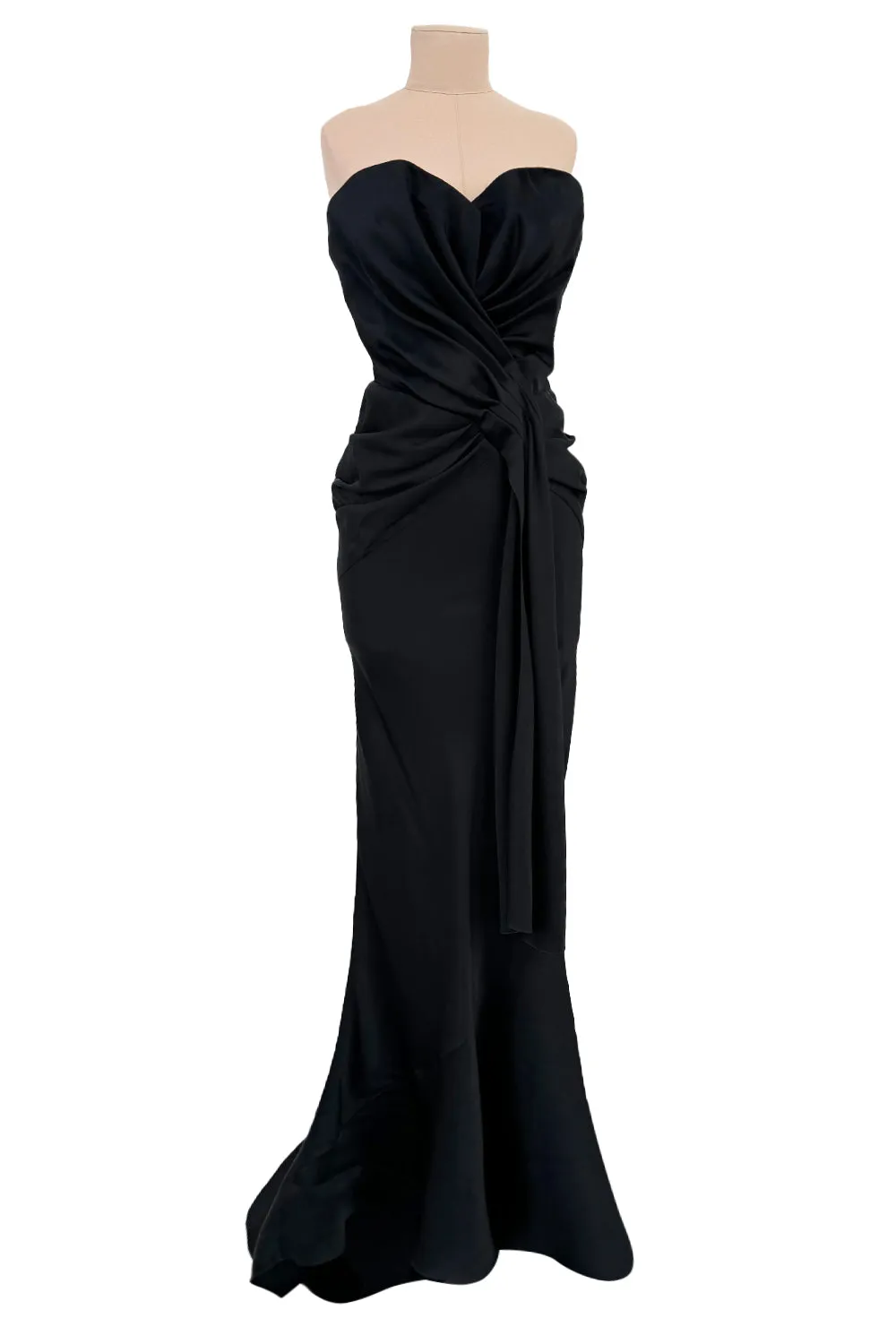 Spring 2008 Christian Dior by John Galliano Runway Look 53 Black Silk Strapless Dress