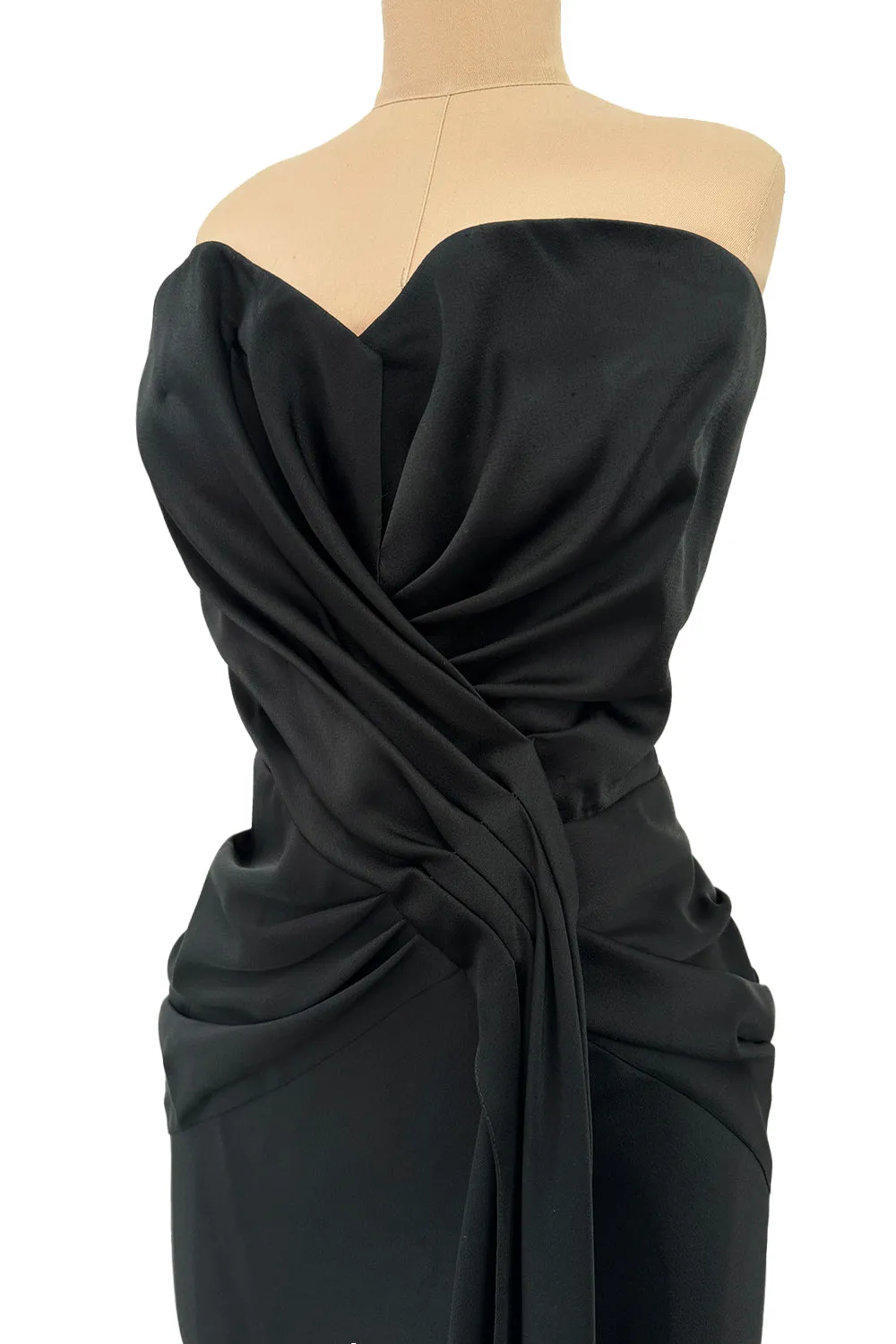 Spring 2008 Christian Dior by John Galliano Runway Look 53 Black Silk Strapless Dress