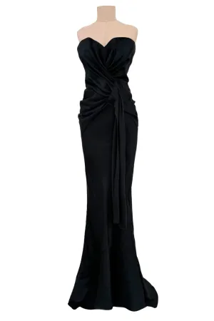 Spring 2008 Christian Dior by John Galliano Runway Look 53 Black Silk Strapless Dress