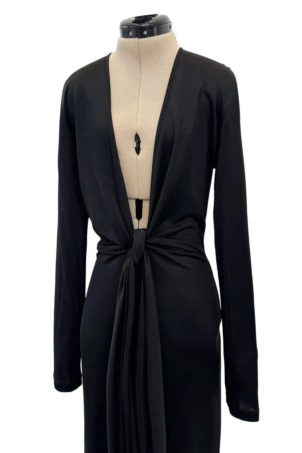 Spring 2018 Givenchy by Clare Wright Keller Long Tie Detailed Front Plunge Jersey Dress