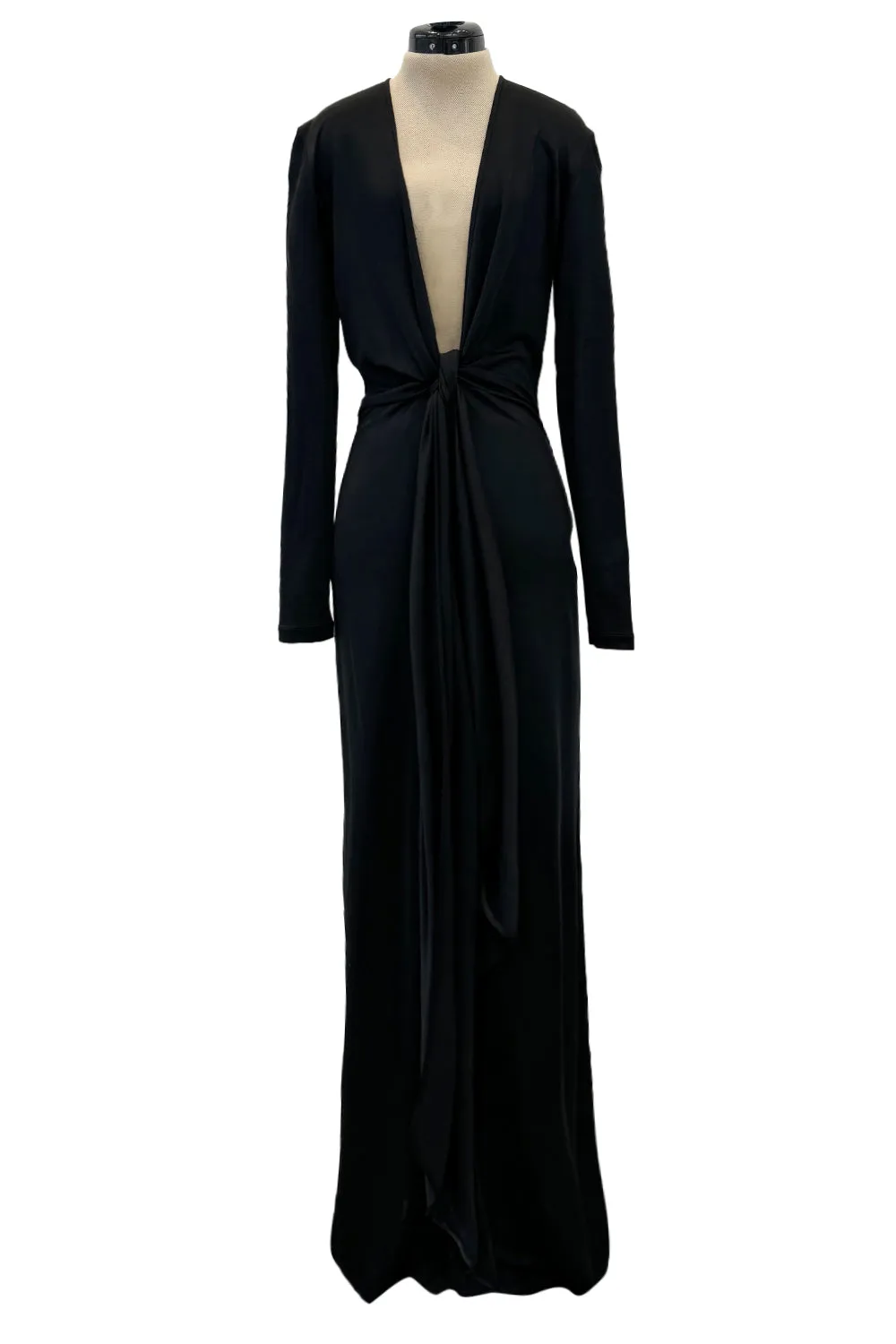 Spring 2018 Givenchy by Clare Wright Keller Long Tie Detailed Front Plunge Jersey Dress