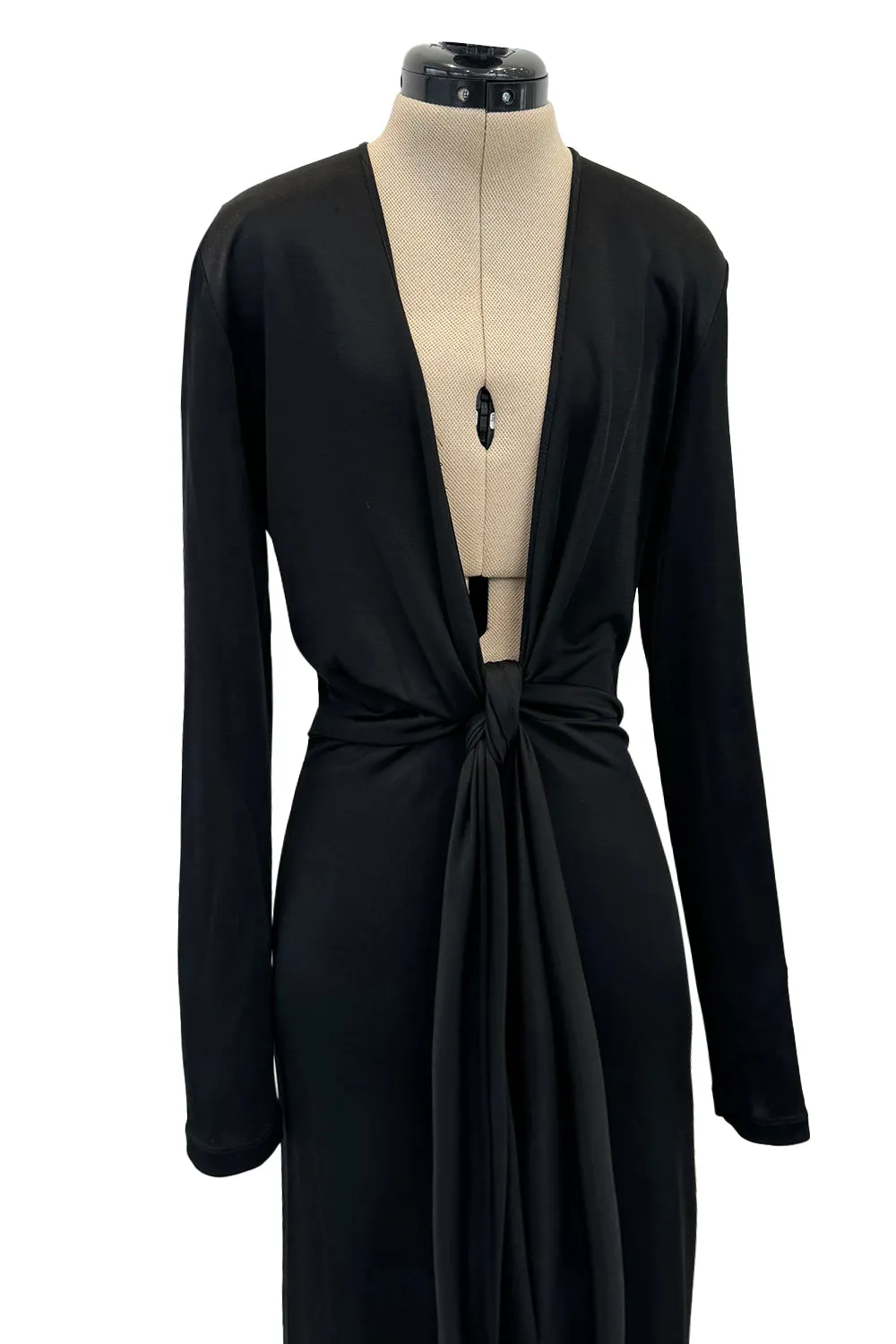 Spring 2018 Givenchy by Clare Wright Keller Long Tie Detailed Front Plunge Jersey Dress