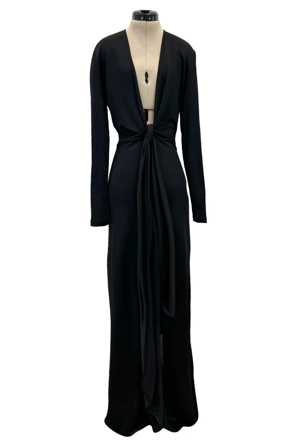 Spring 2018 Givenchy by Clare Wright Keller Long Tie Detailed Front Plunge Jersey Dress