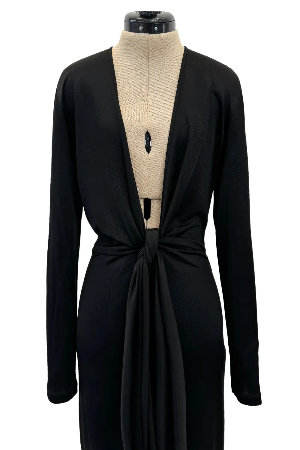 Spring 2018 Givenchy by Clare Wright Keller Long Tie Detailed Front Plunge Jersey Dress