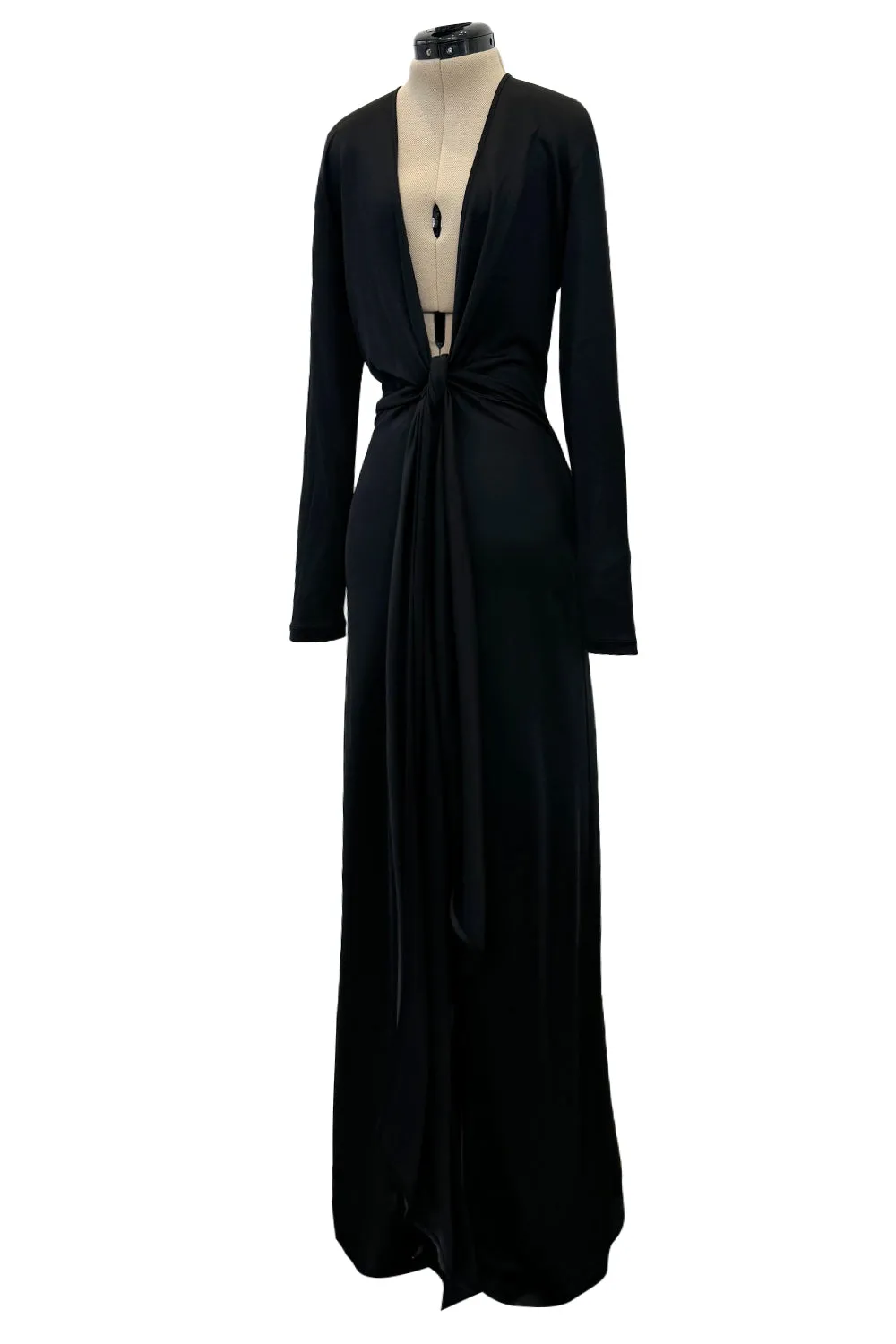 Spring 2018 Givenchy by Clare Wright Keller Long Tie Detailed Front Plunge Jersey Dress