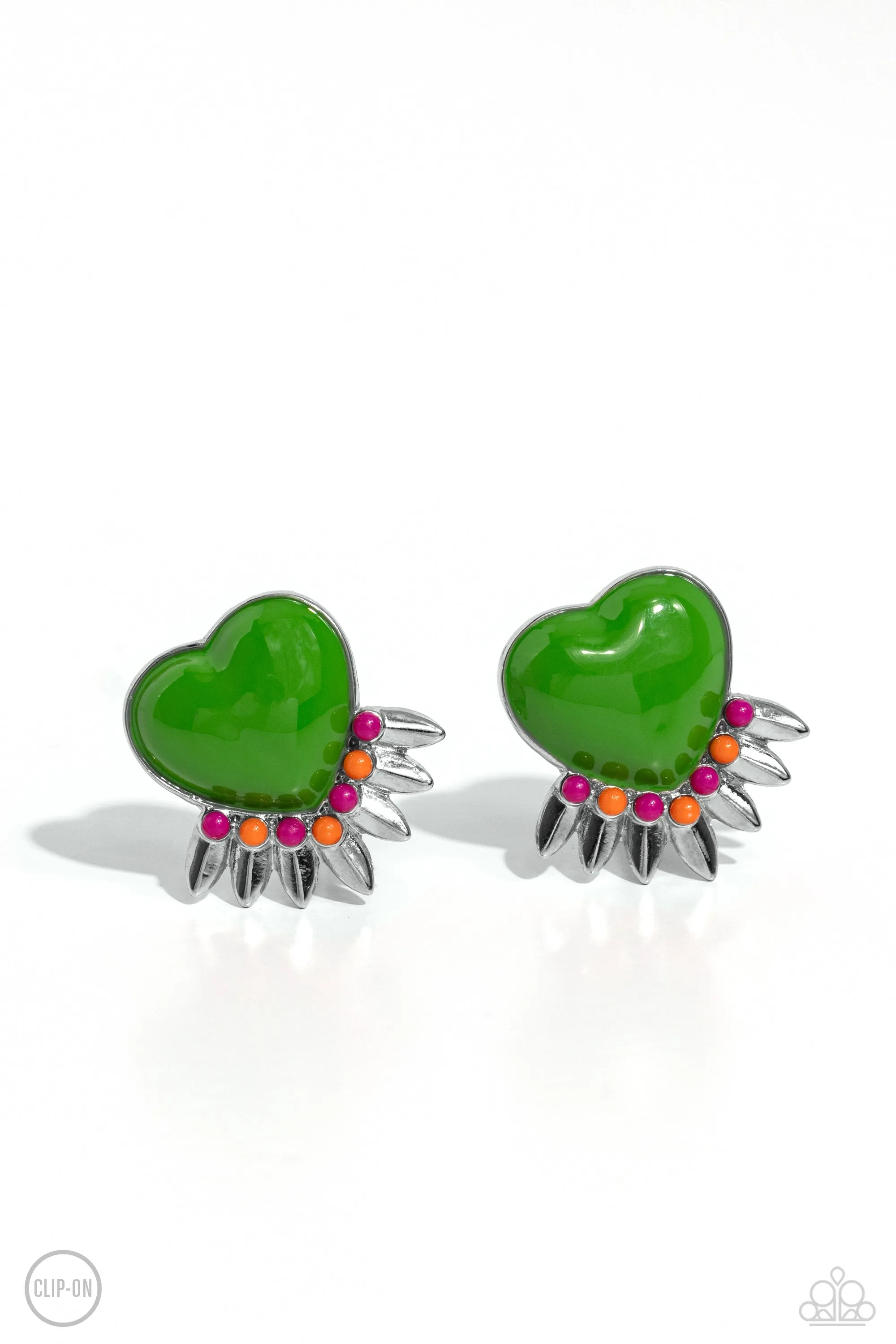 Spring Story - Green Clip-On Earring
