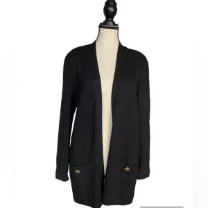 St. John basics long line cardigan with enameled brass tone buttons S