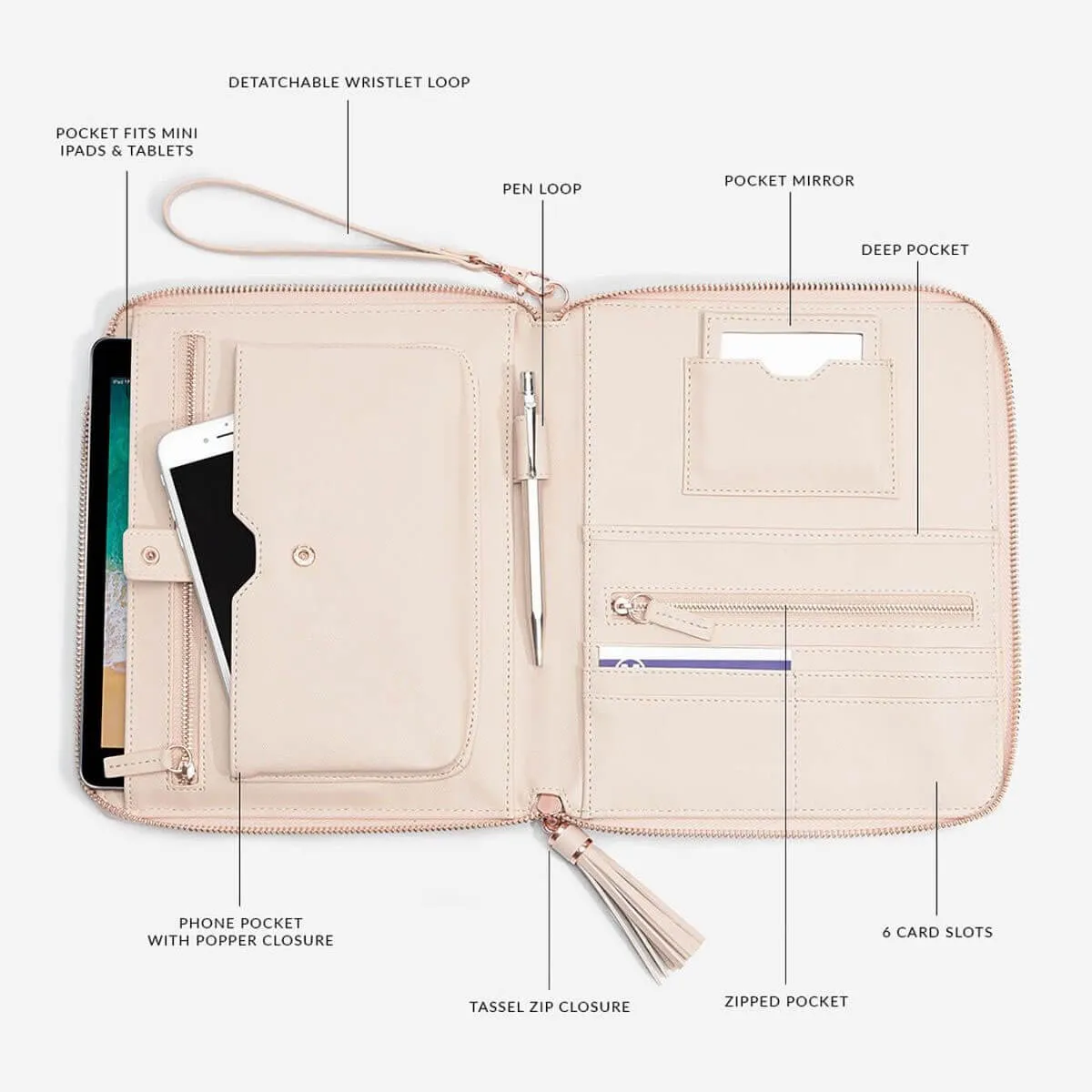 Stackers Organiser Clutch Bag - Blush Pink
