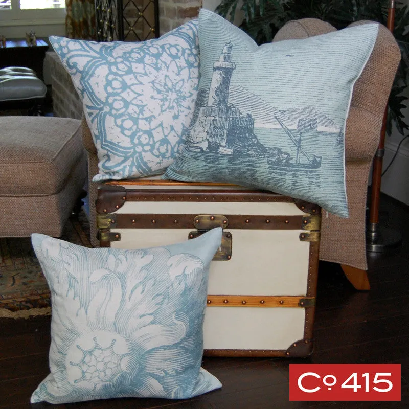 Stamped Flower Pillow - Silverberry