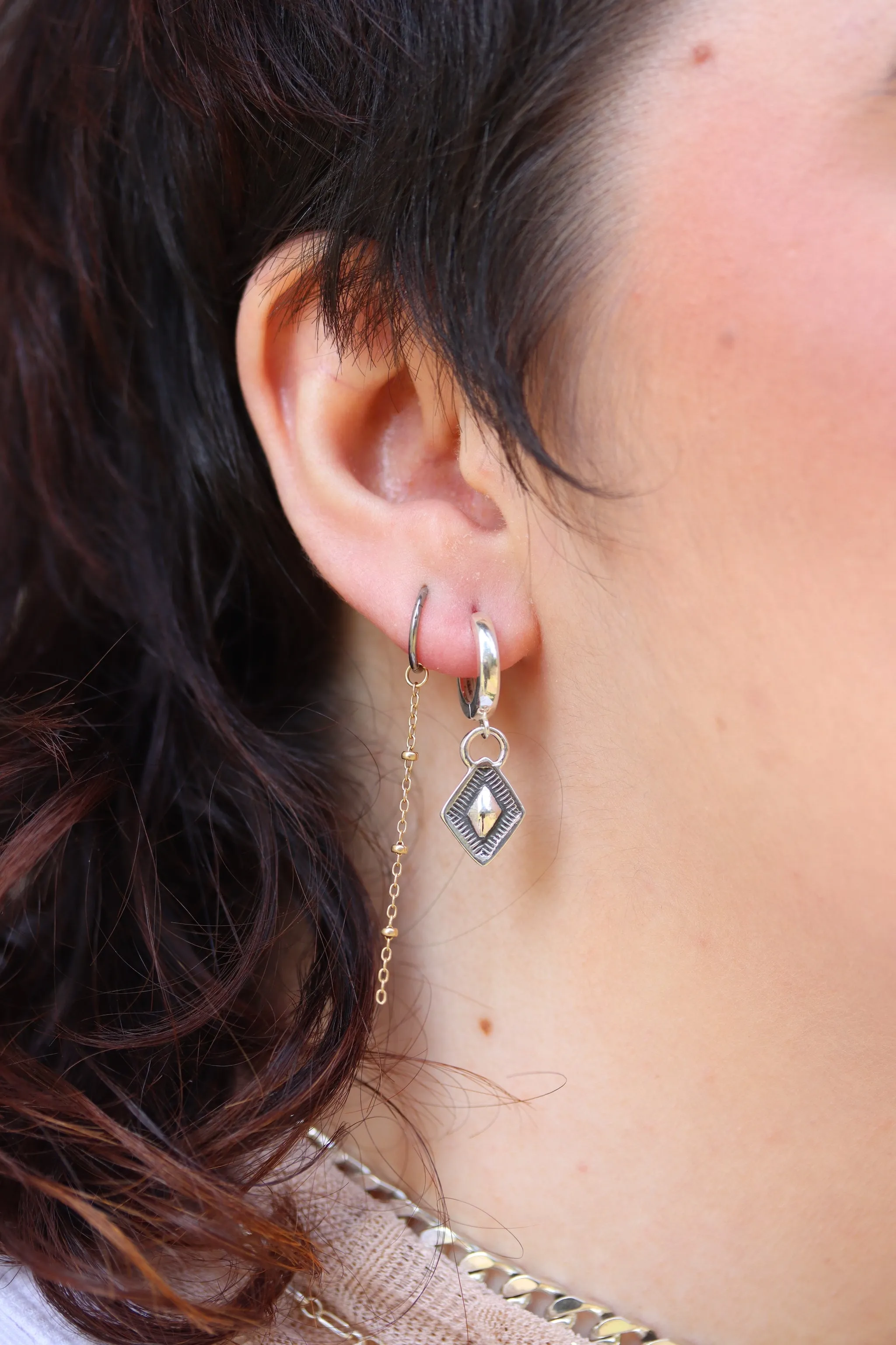 Stamped Huggie Hoops