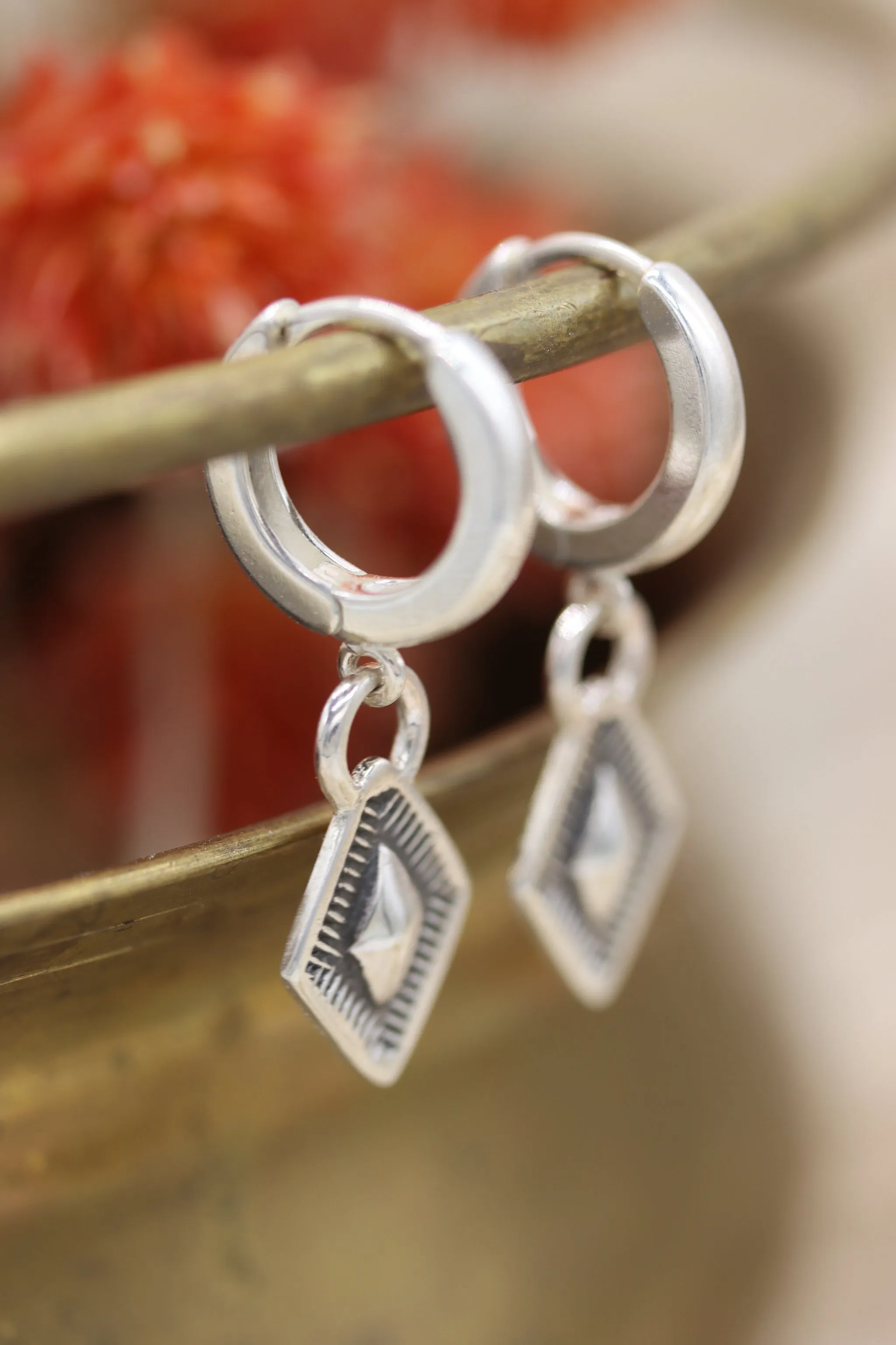 Stamped Huggie Hoops