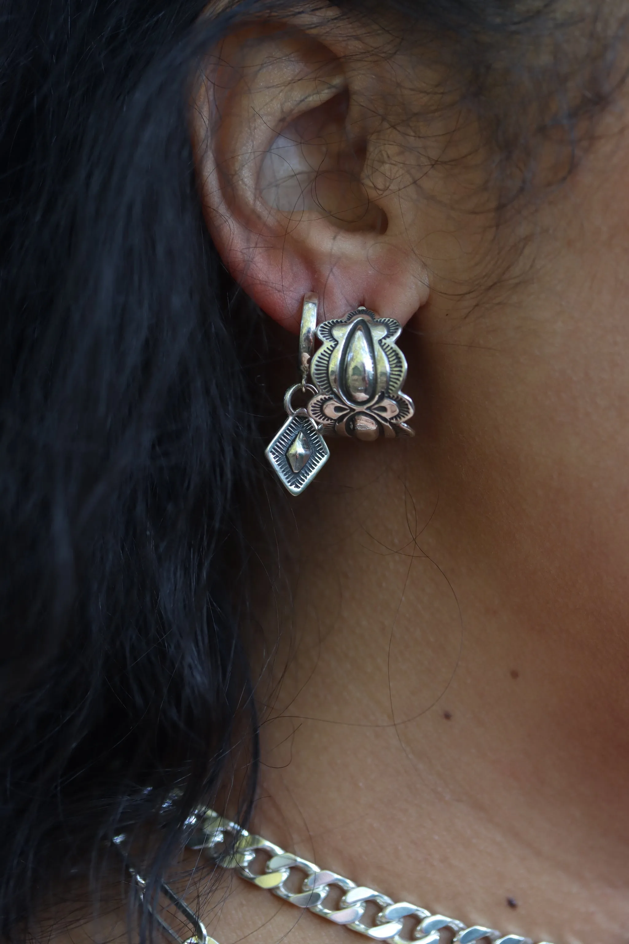 Stamped Huggie Hoops