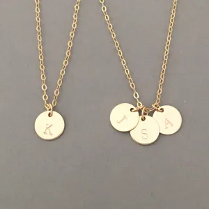 Stamped Initial Disc Necklace