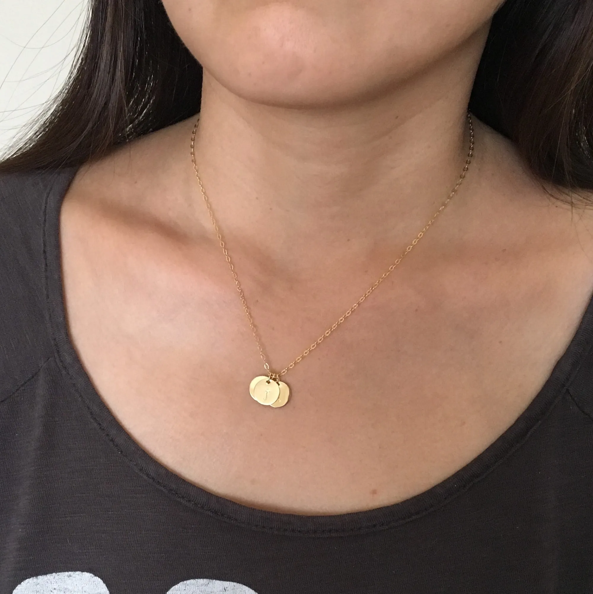 Stamped Initial Disc Necklace