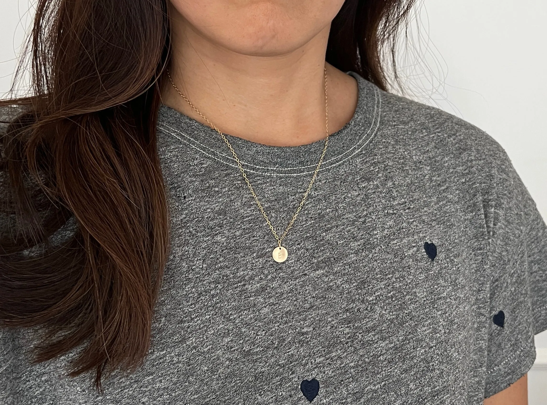 Stamped Initial Disc Necklace