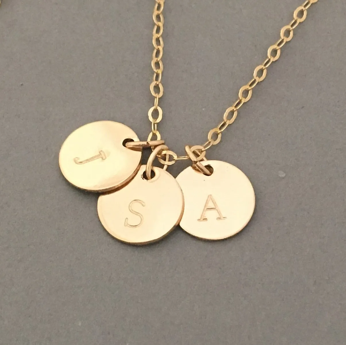 Stamped Initial Disc Necklace