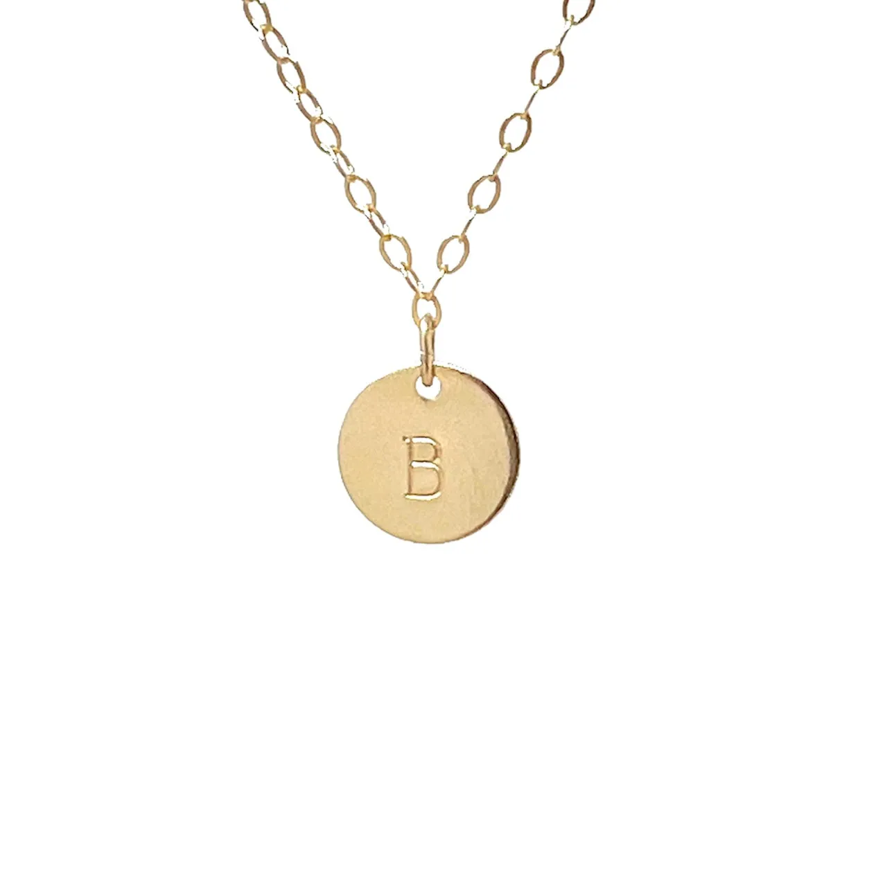 Stamped Initial Disc Necklace