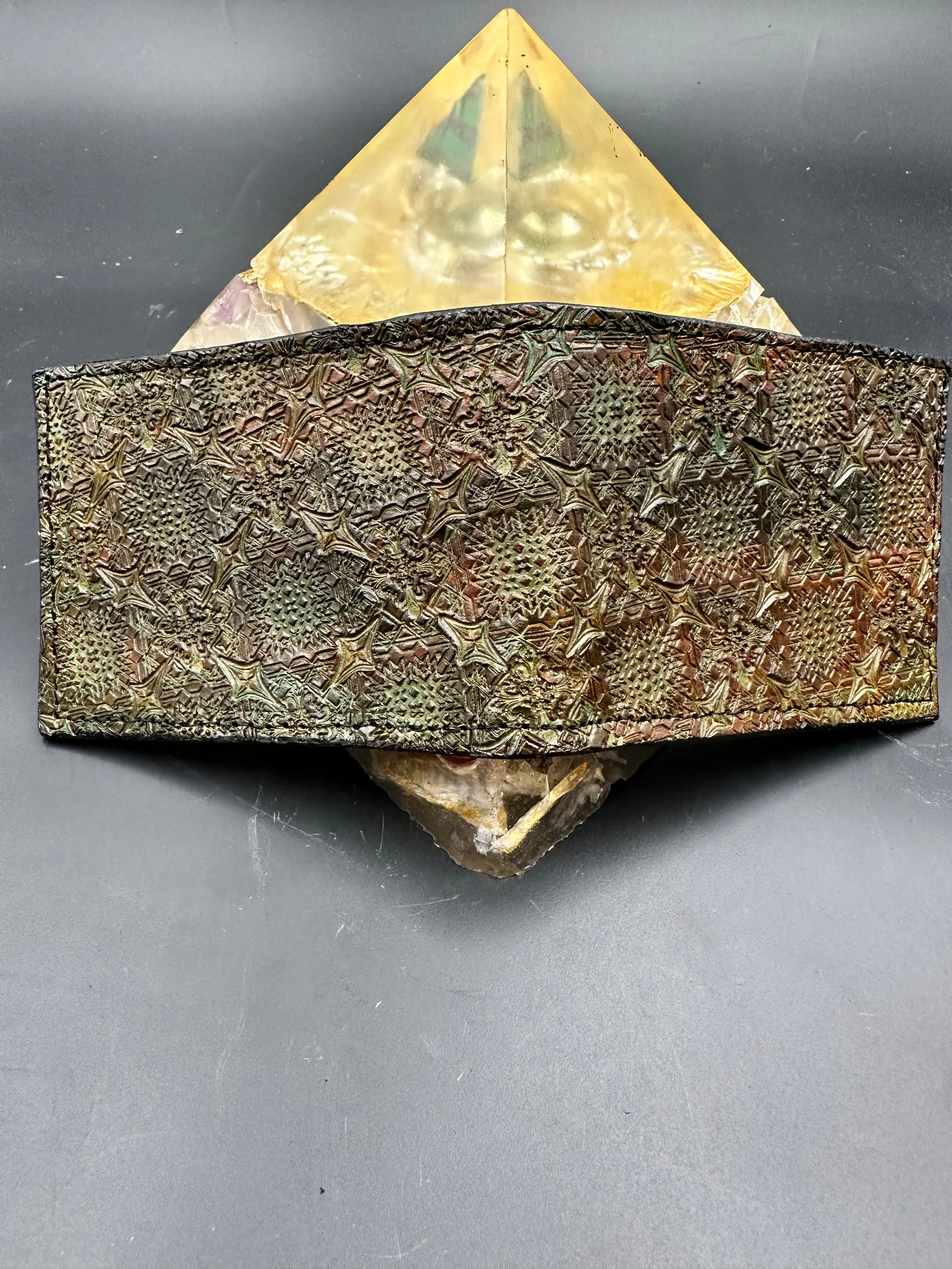Stamped Leather Bifold Wallet - Aztec Geometric Pattern