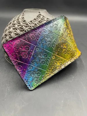 Stamped Leather Bifold Wallet - Bicycle Day/Sunshine