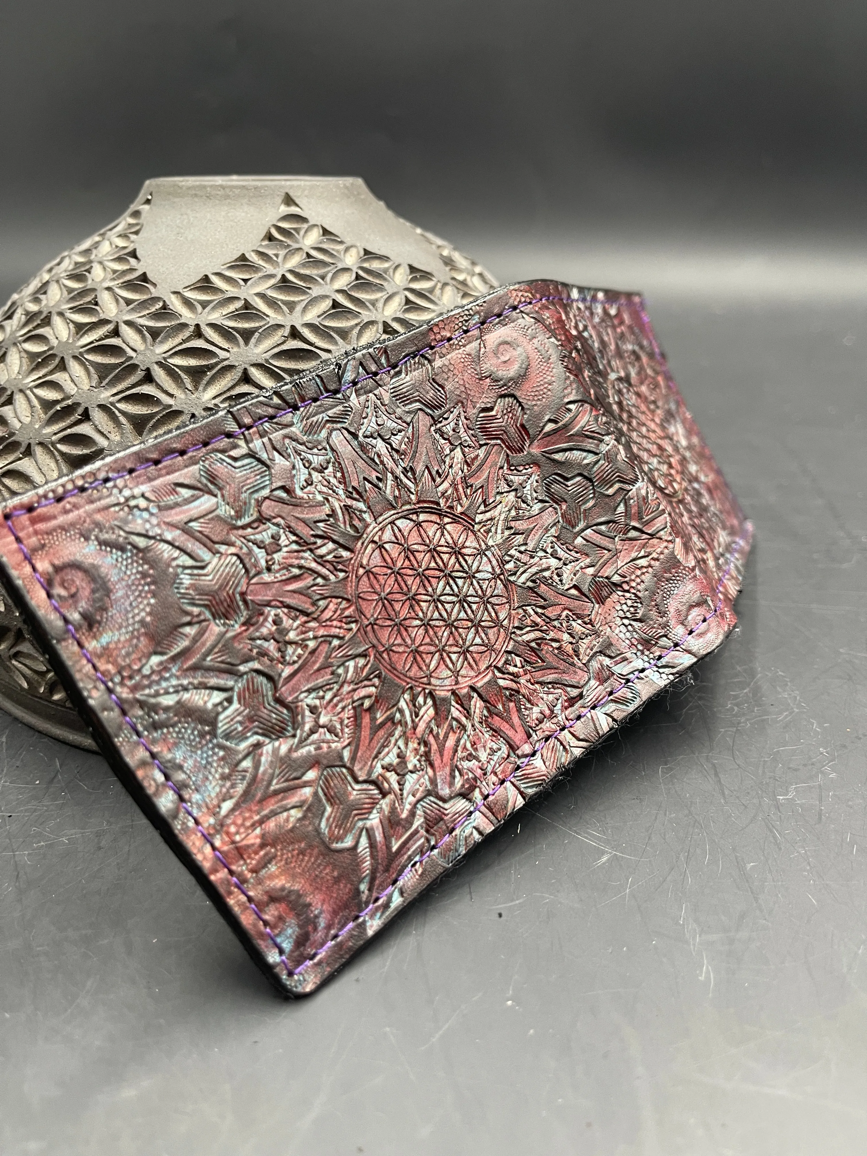 Stamped Leather Bifold Wallet - Classy Mandala