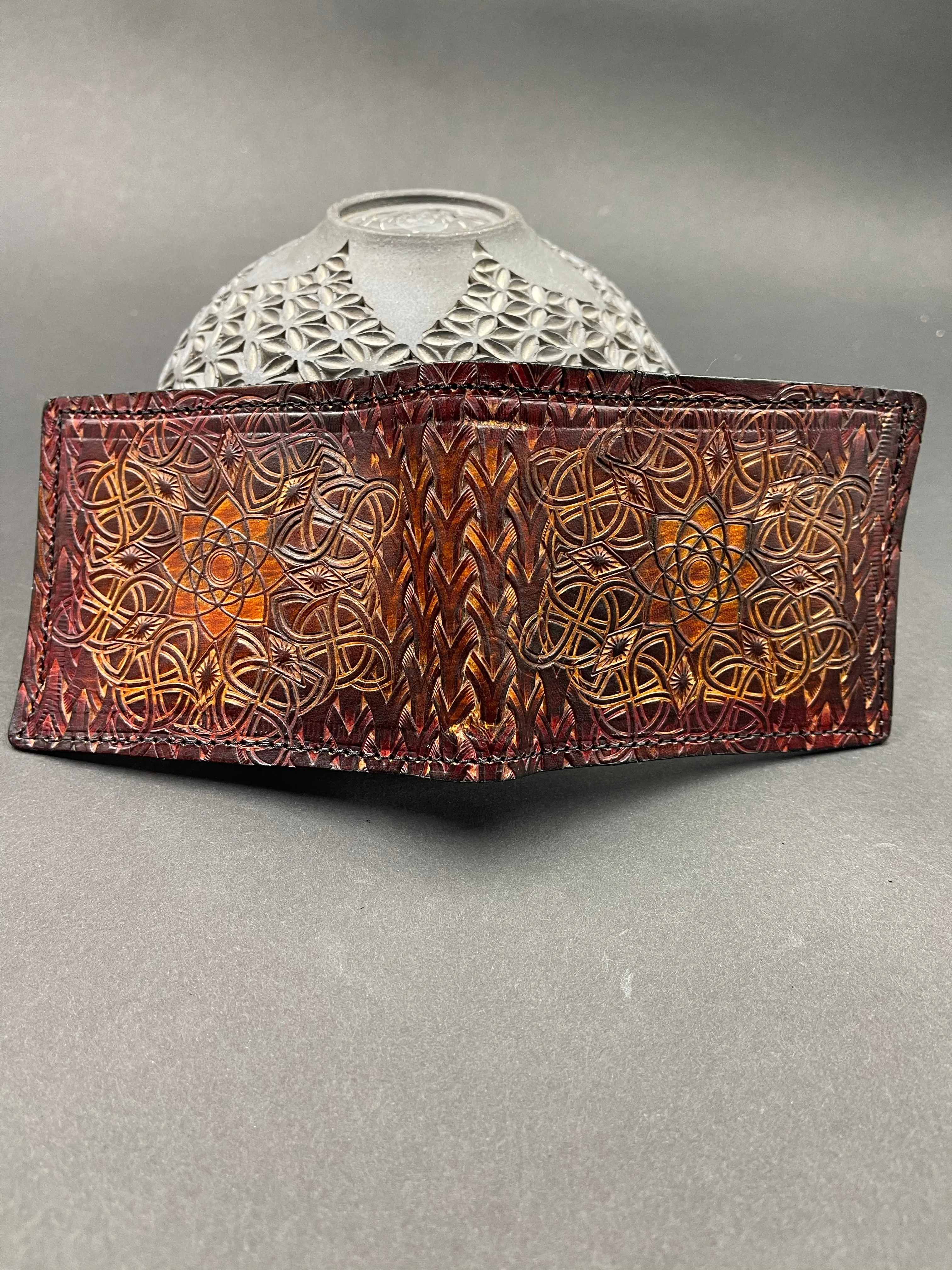 Stamped Leather Bifold Wallet - Classy Mandala