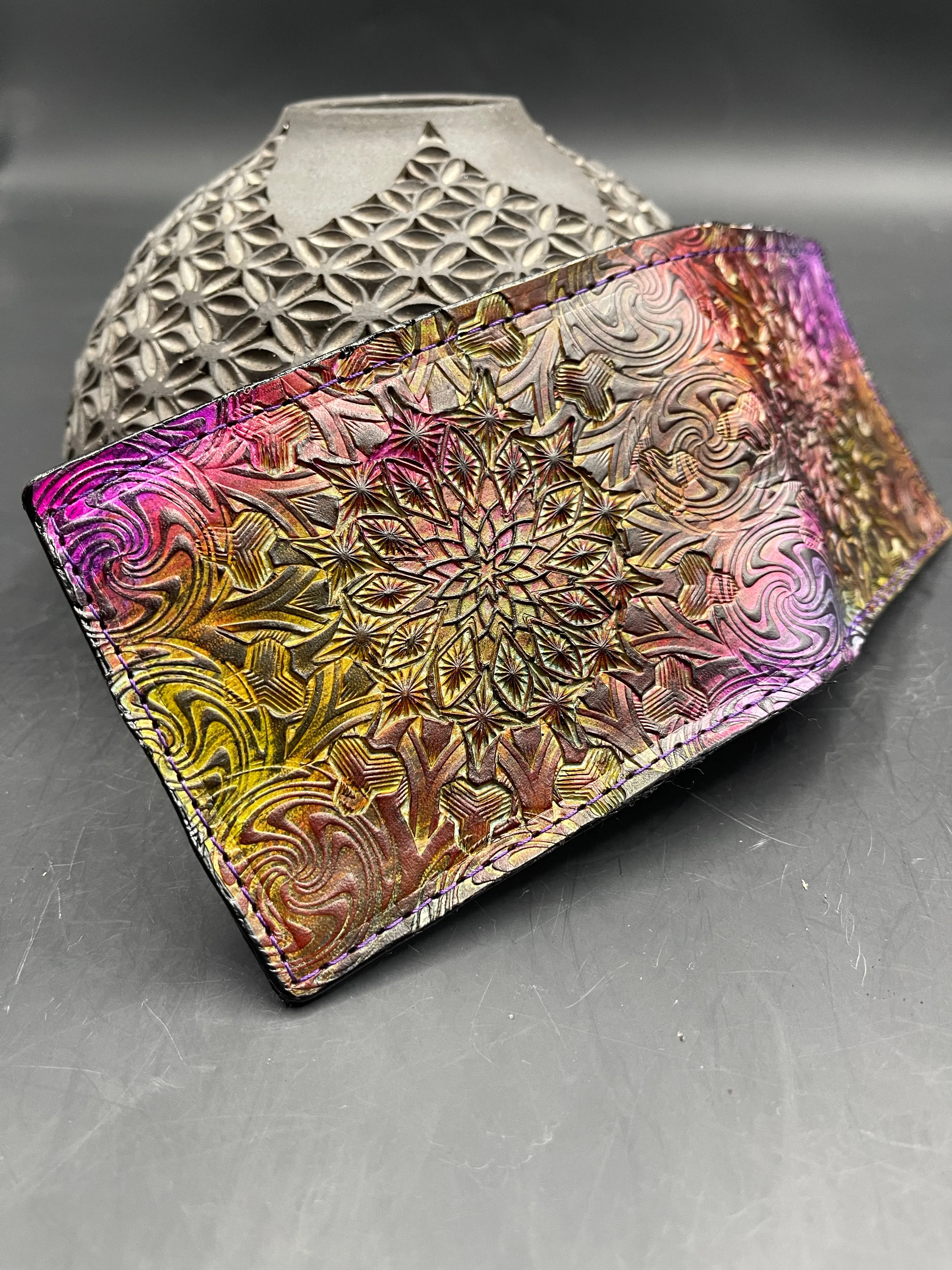 Stamped Leather Bifold Wallet - Classy Mandala
