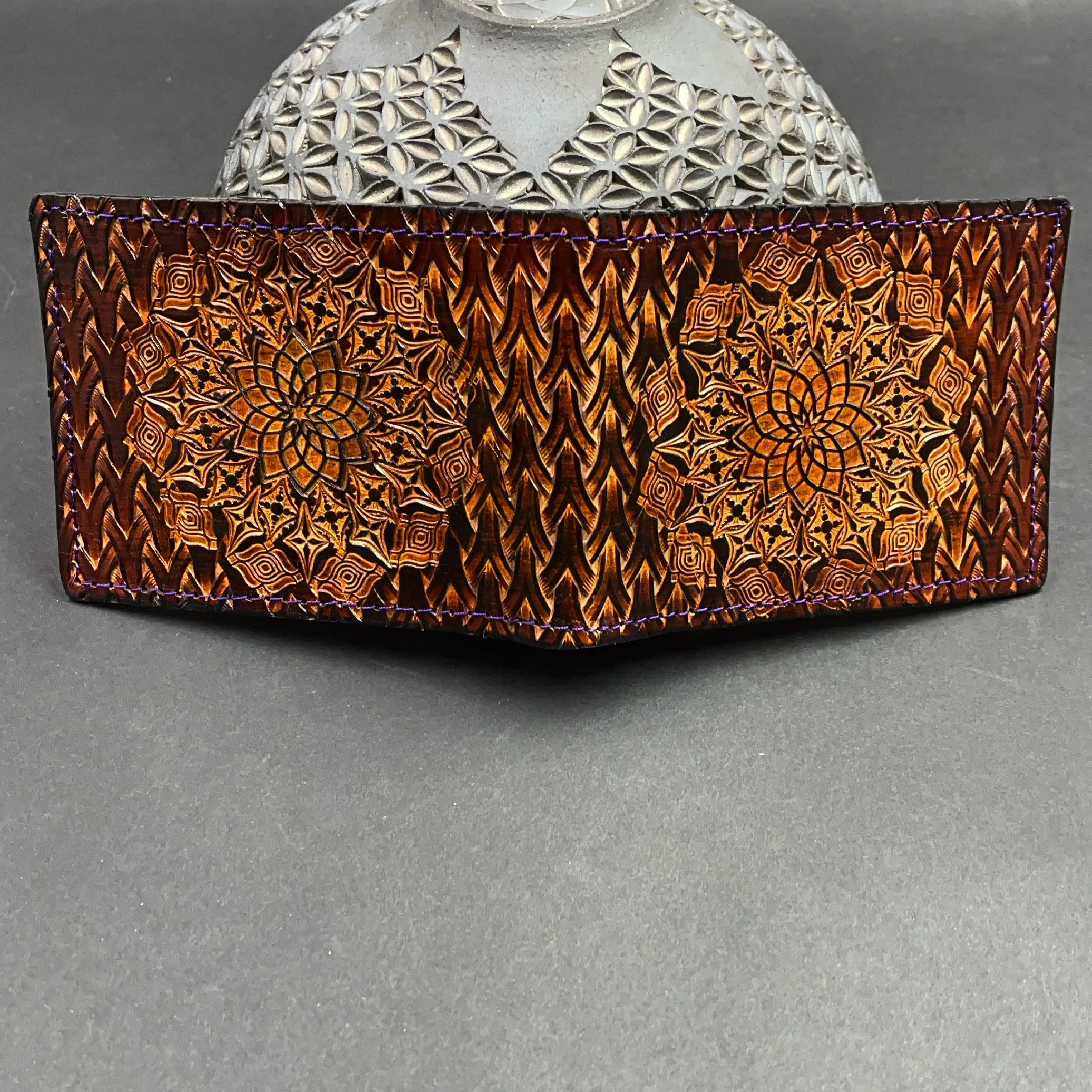 Stamped Leather Bifold Wallet - Classy Mandala