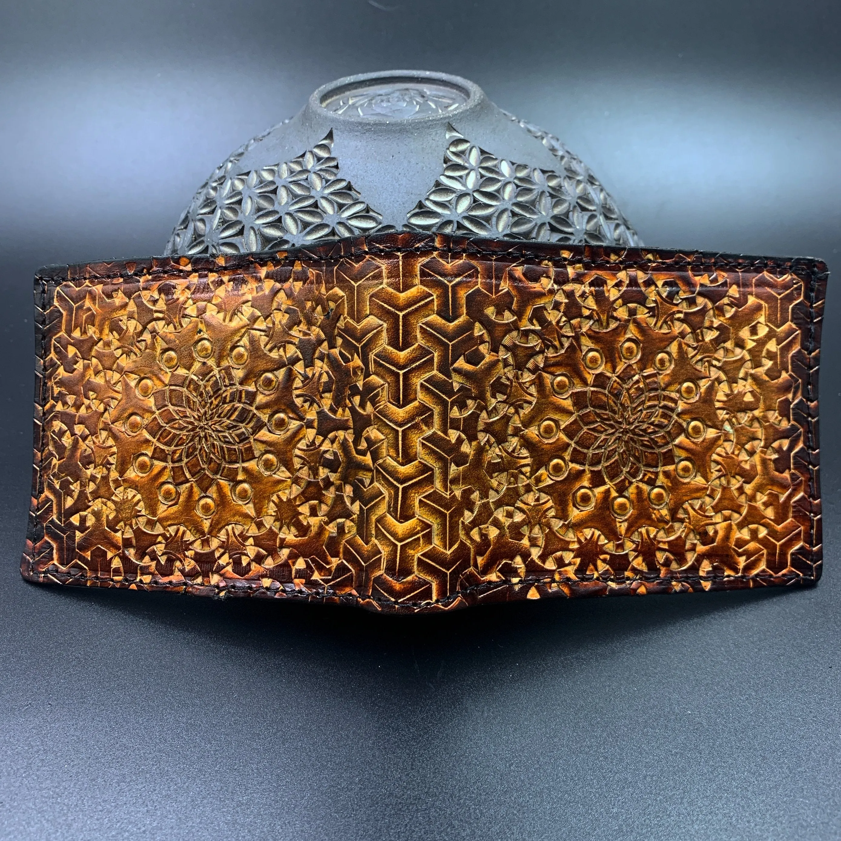 Stamped Leather Bifold Wallet - Classy Mandala