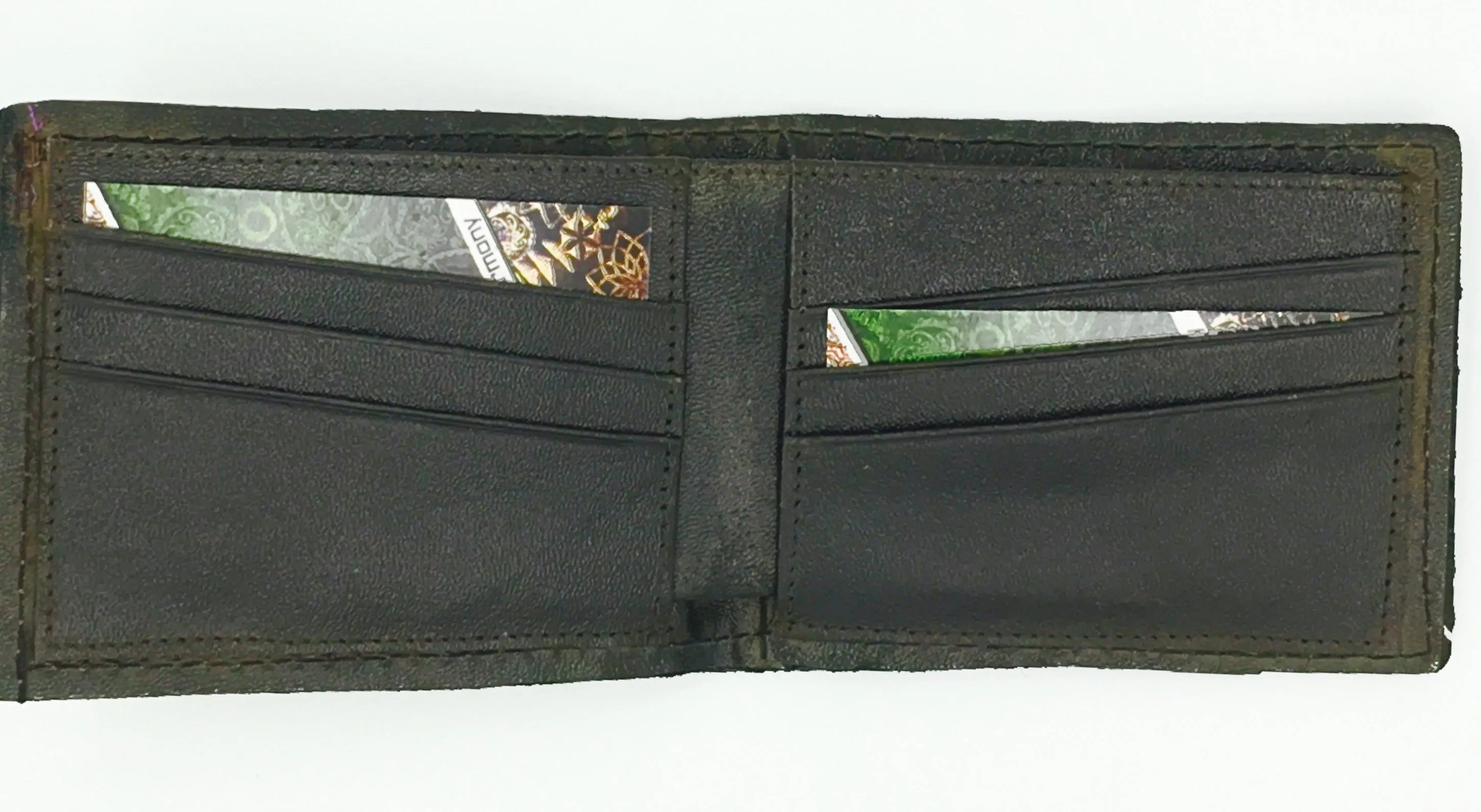 Stamped Leather Bifold Wallet - Crumbling Goyard