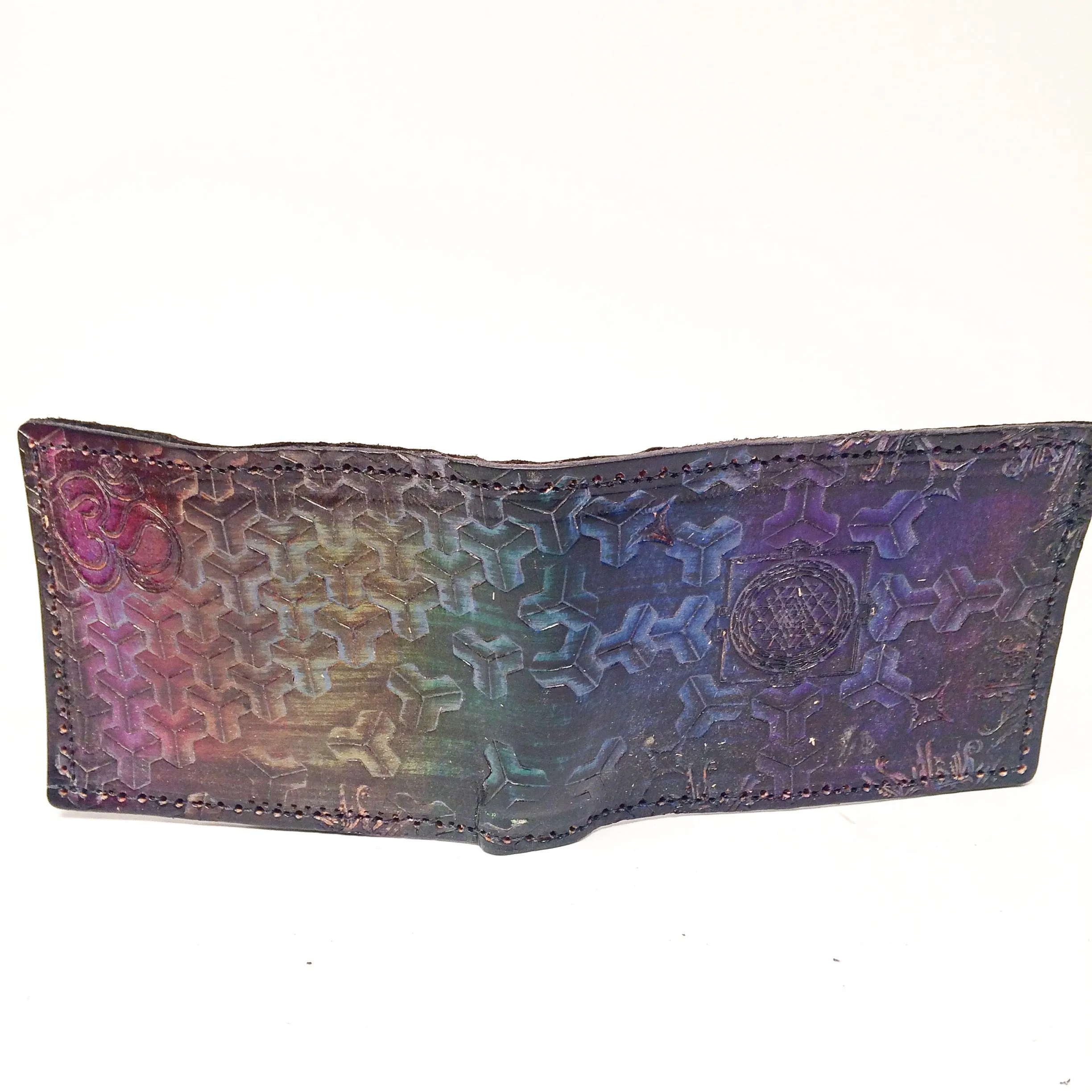 Stamped Leather Bifold Wallet - Crumbling Goyard